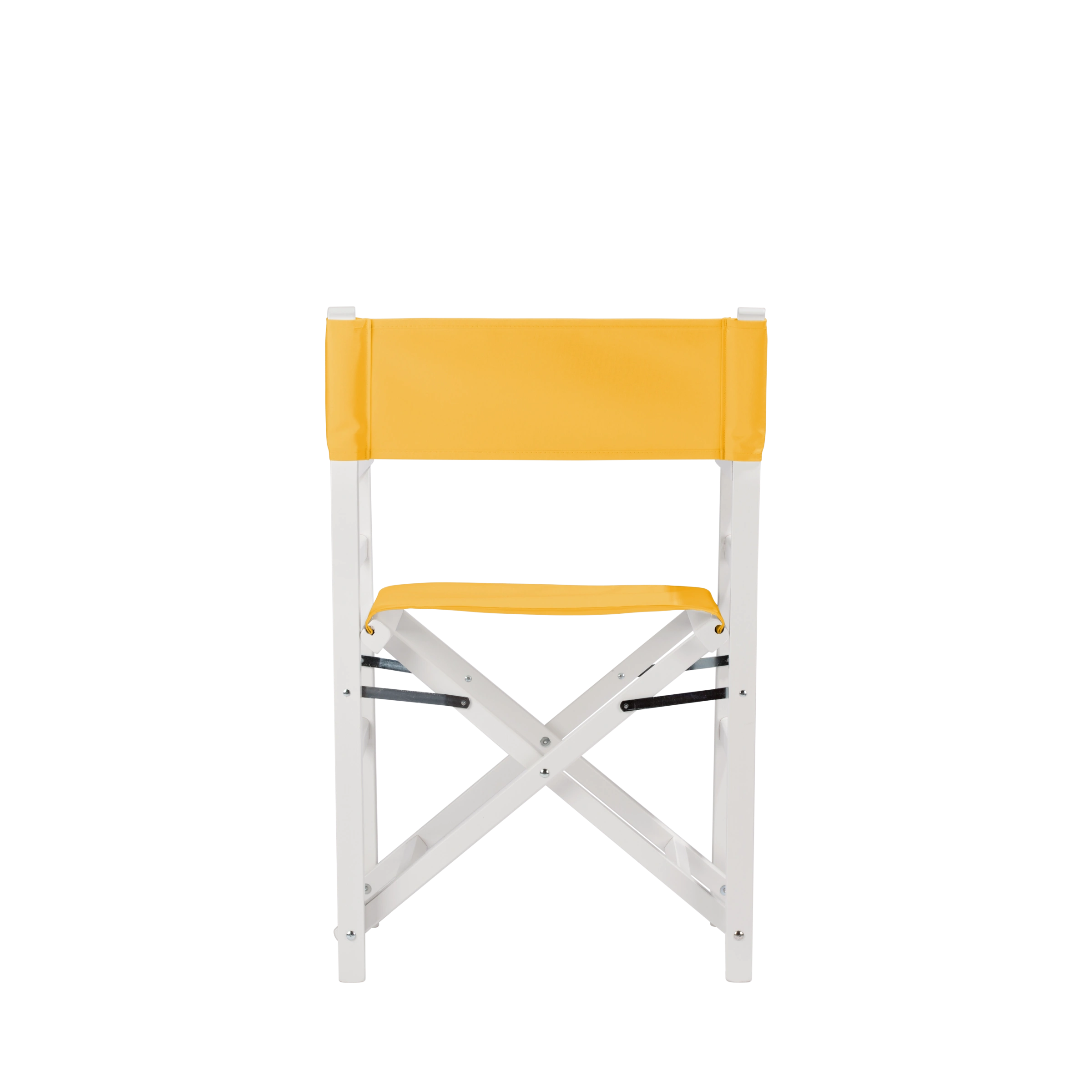 Regiestuhl Oscar aus weißem Buchenholz mit gelbem Bezug, Rückansicht
#Classic | Set (Farbe)_gelb