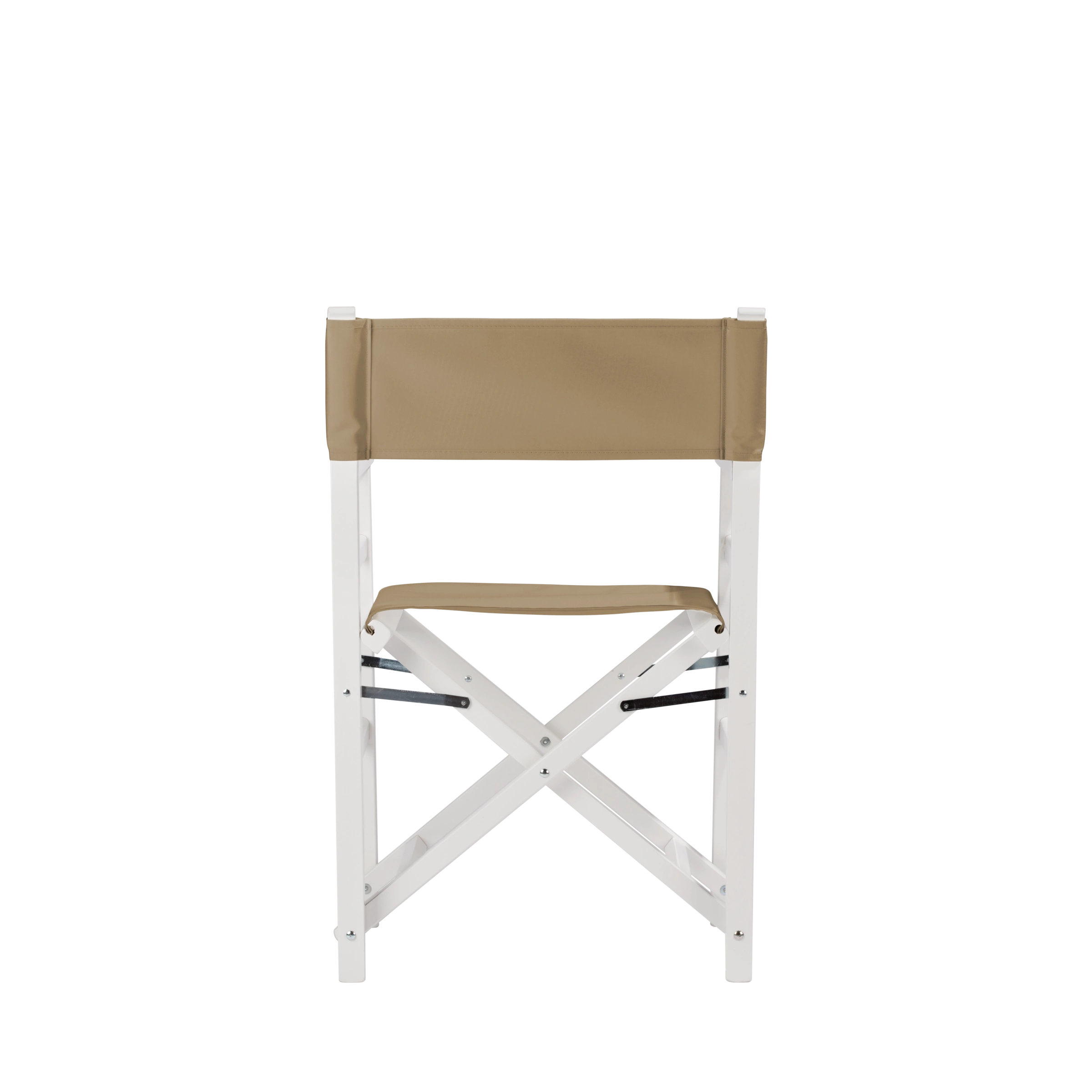 Regiestuhl Oscar aus weißem Buchenholz mit Bezug in grau-beige, Rückansicht
#Classic | Set (Farbe)_grau-beige