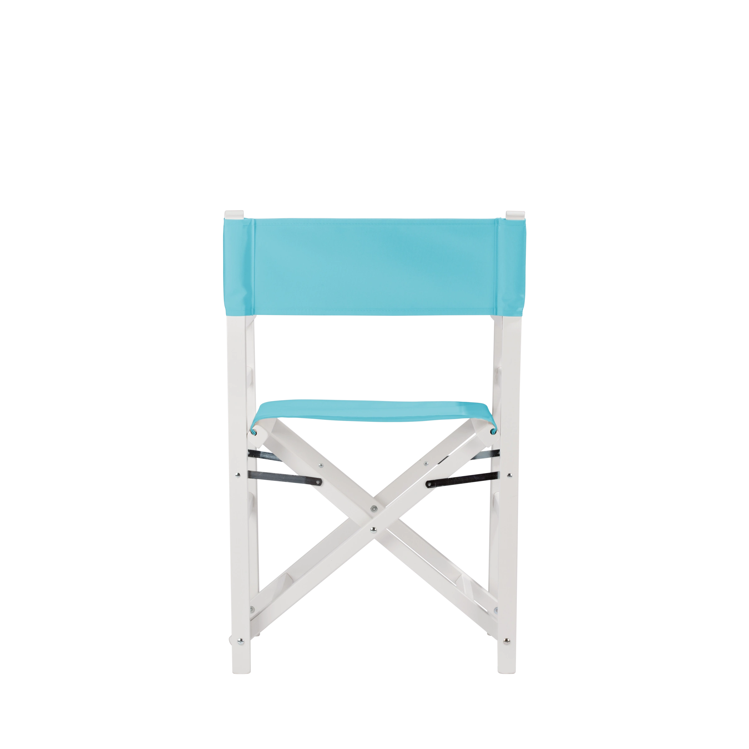 Regiestuhl Oscar aus weißem Buchenholz mit hellblauem Bezug, Rückansicht
#Classic | Set (Farbe)_hellblau