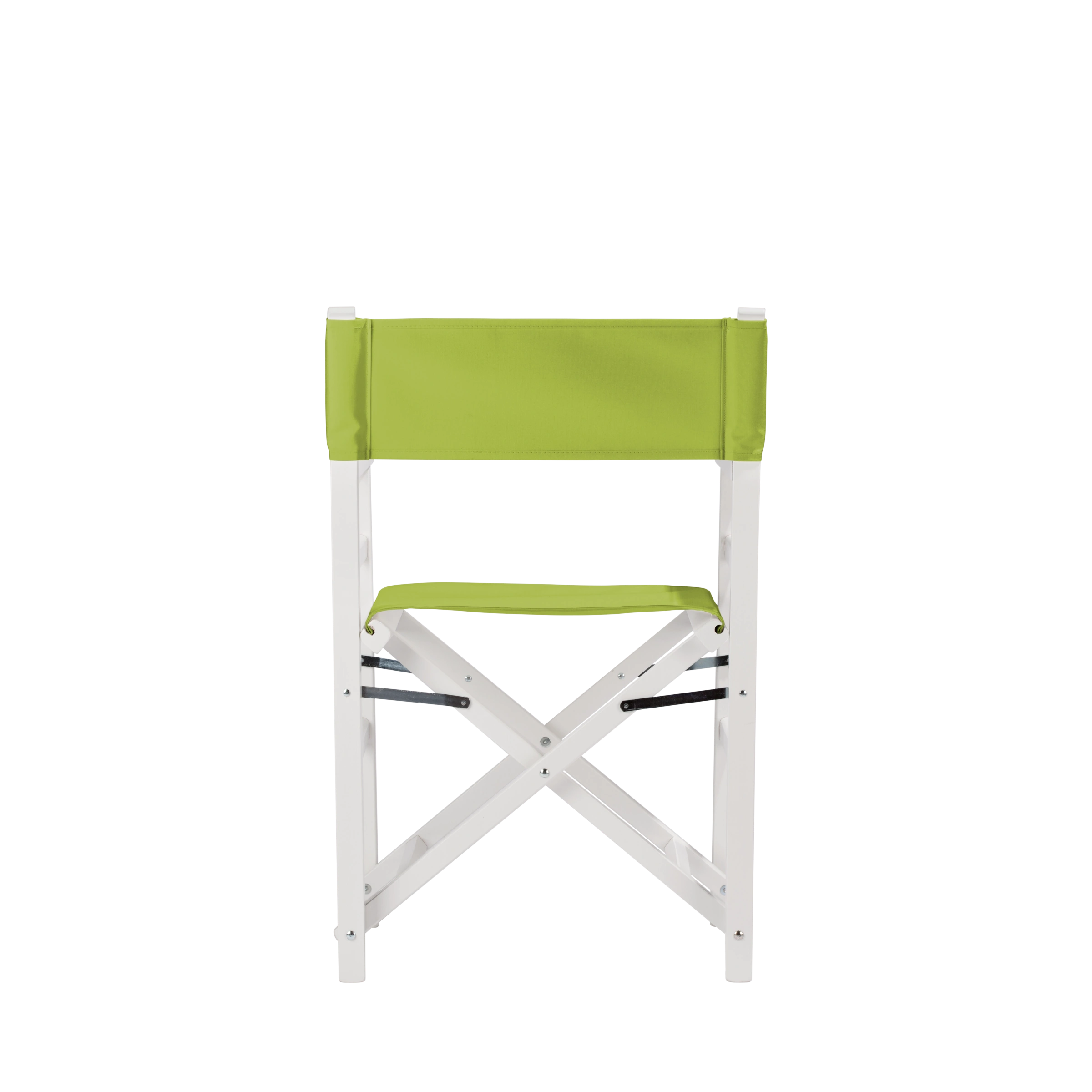 Regiestuhl Oscar aus weißem Buchenholz mit hellgrünem Bezug, Rückansicht
#Classic | Set (Farbe)_hellgrün