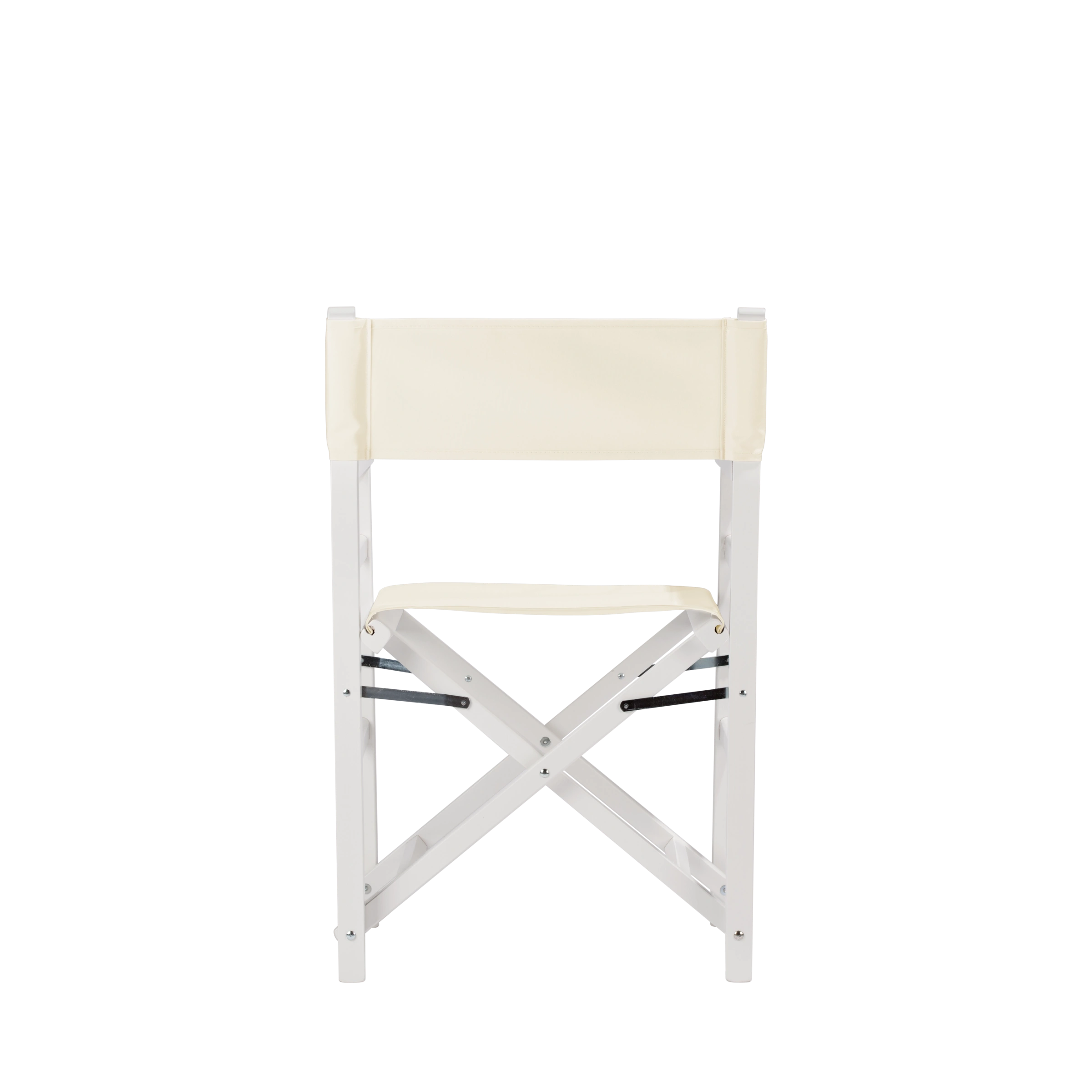 Regiestuhl Oscar aus weißem Buchenholz mit naturfarbenem Bezug, Rückansicht
#Classic | Set (Farbe)_natur