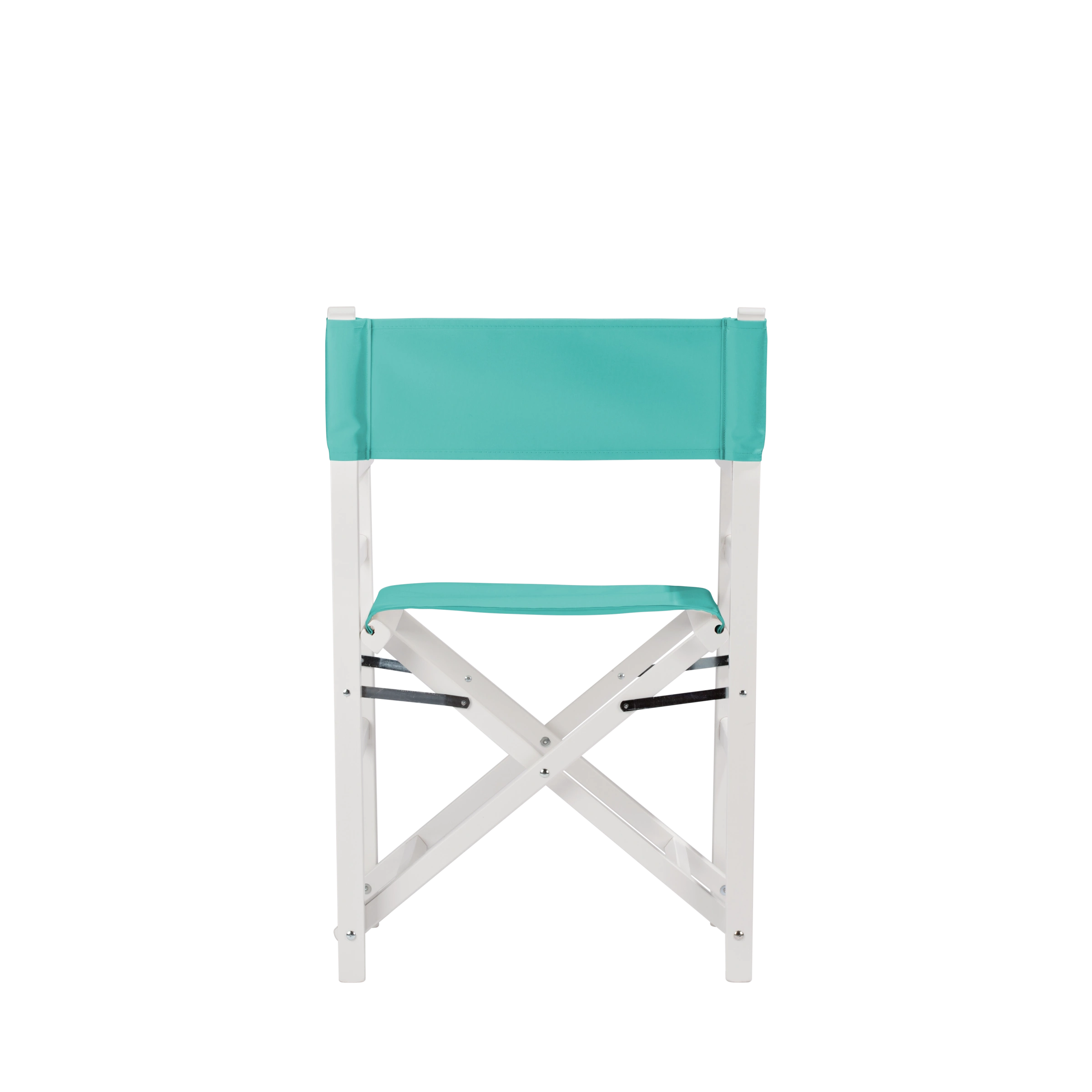 Regiestuhl Oscar aus weißem Buchenholz mit türkisem Bezug, Rückansicht
#Classic | Set (Farbe)_türkis