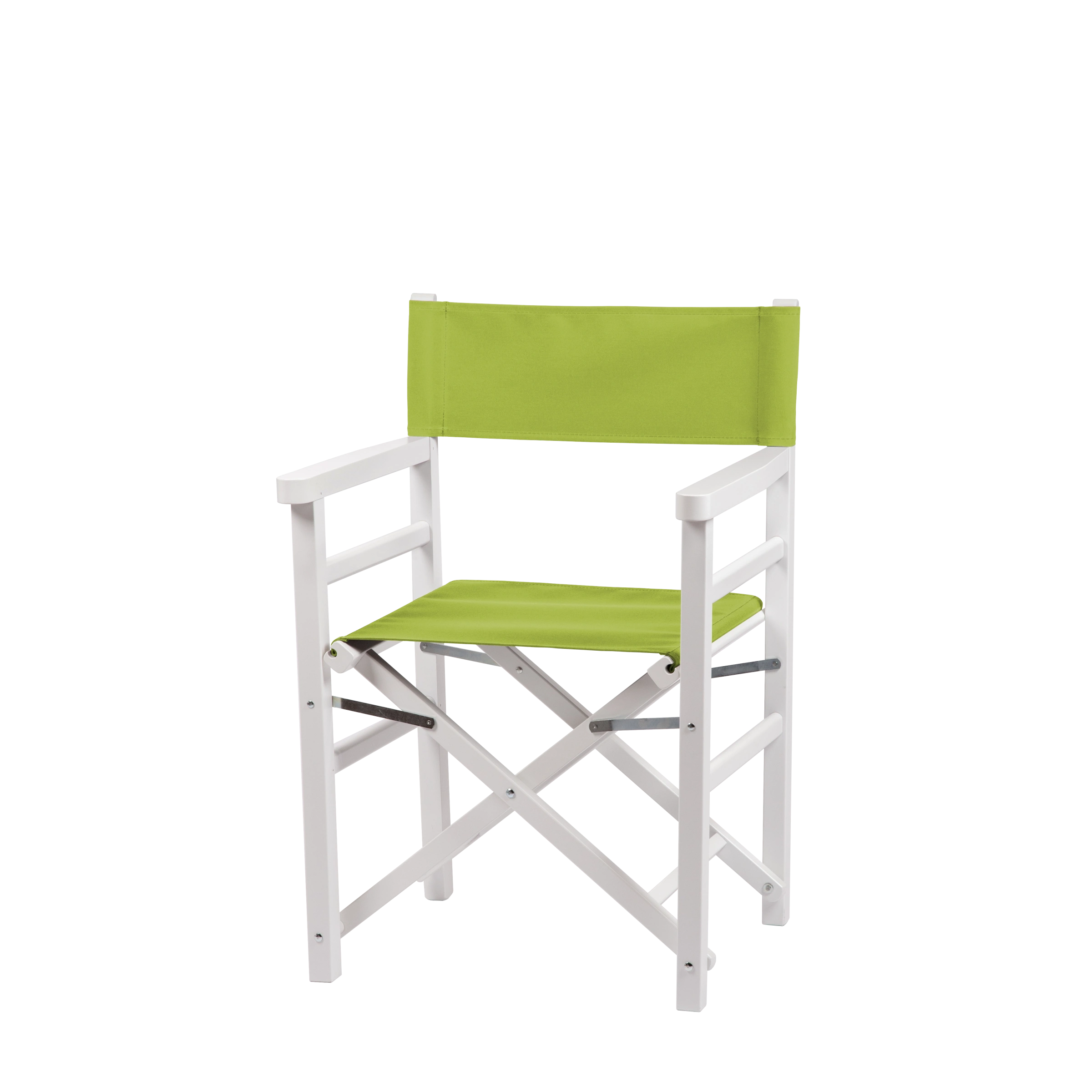 Regiestuhl Oscar aus weißem Buchenholz mit hellgrünem Bezug, Seitenansicht
#Classic | Set (Farbe)_hellgrün