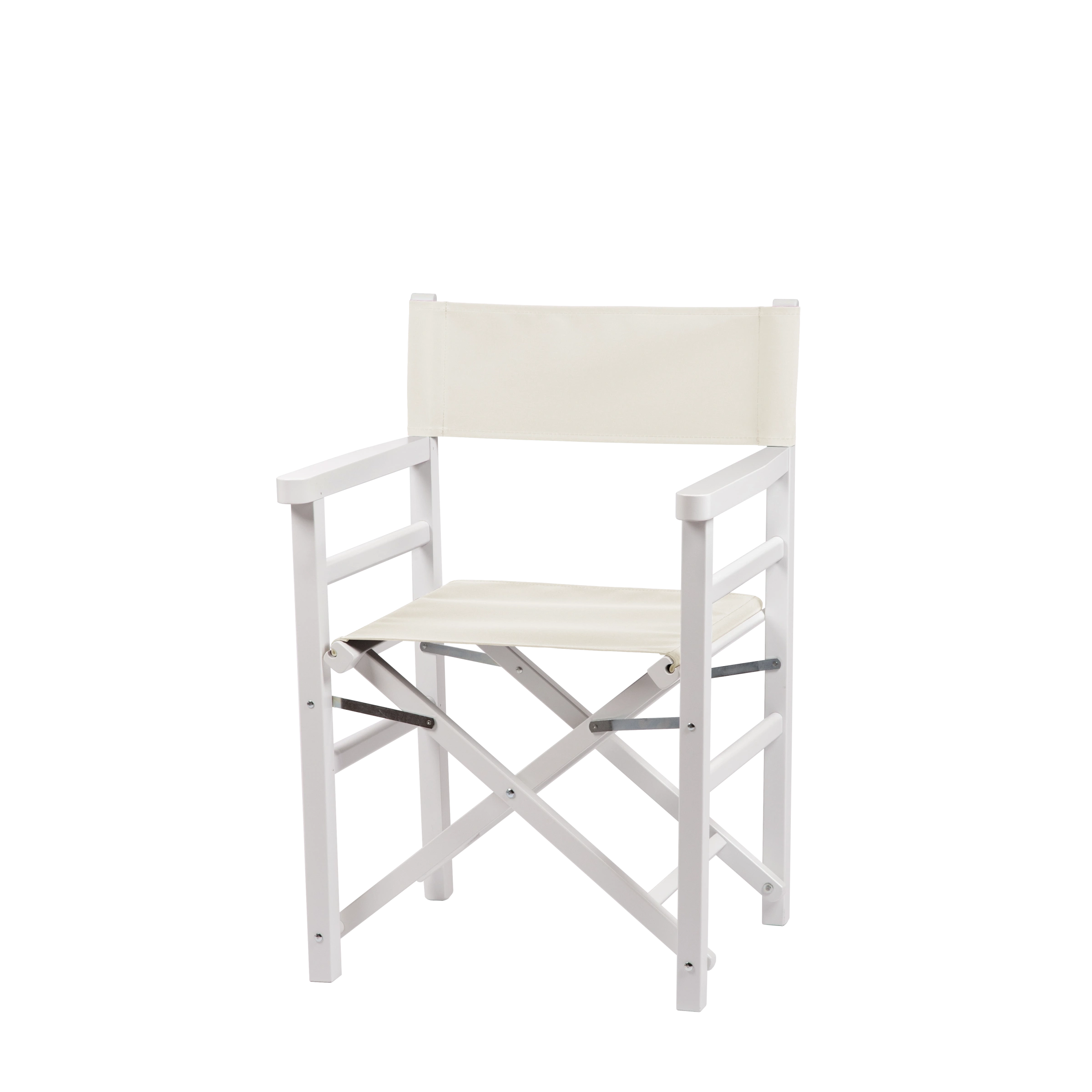 Regiestuhl Oscar aus weißem Buchenholz mit weißem Bezug, Seitenansicht
#Classic | Set (Farbe)_weiß