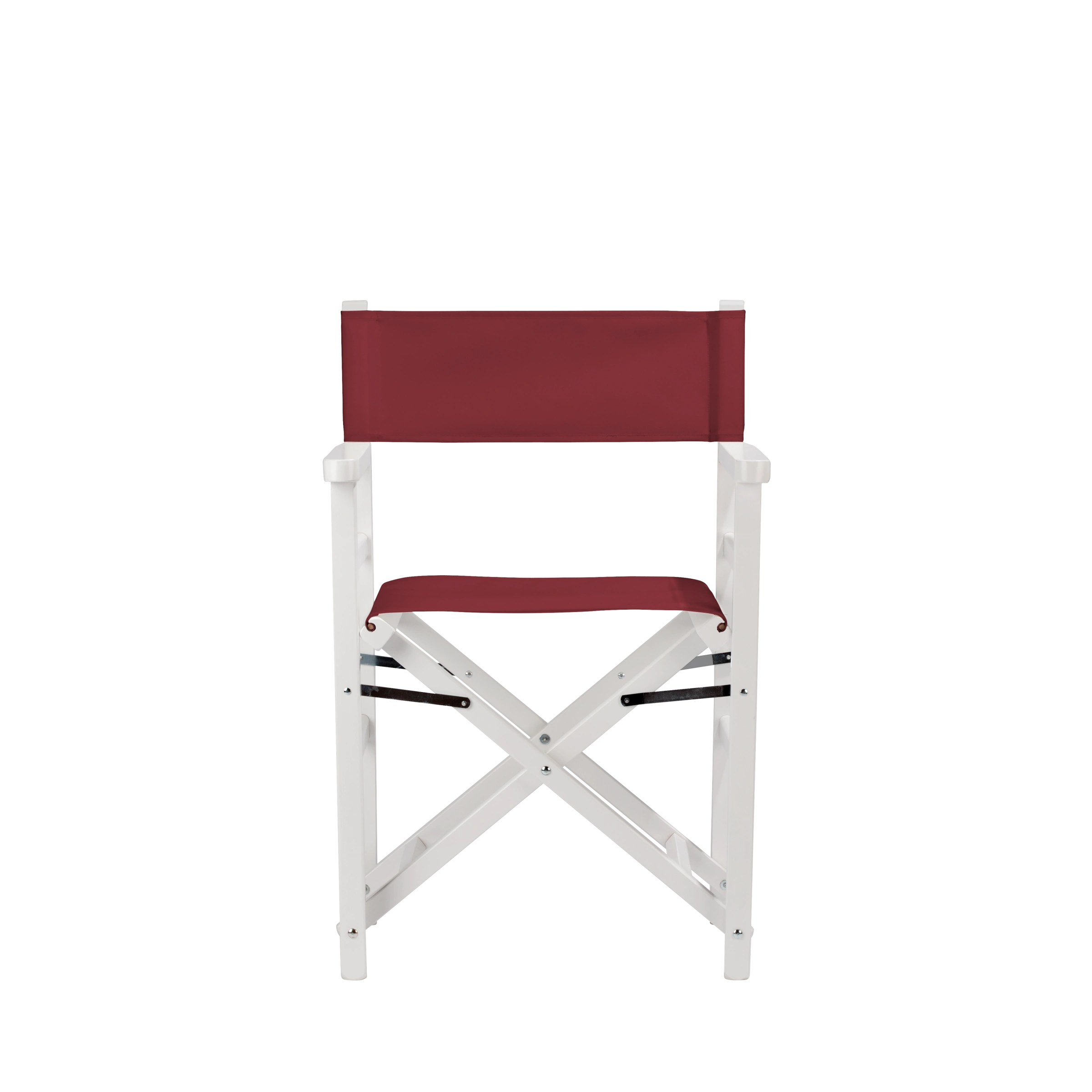 Regiestuhl Oscar aus weißem Buchenholz mit Bezug in bordeaux, Frontalansicht
#Classic | Set (Farbe)_bordeaux