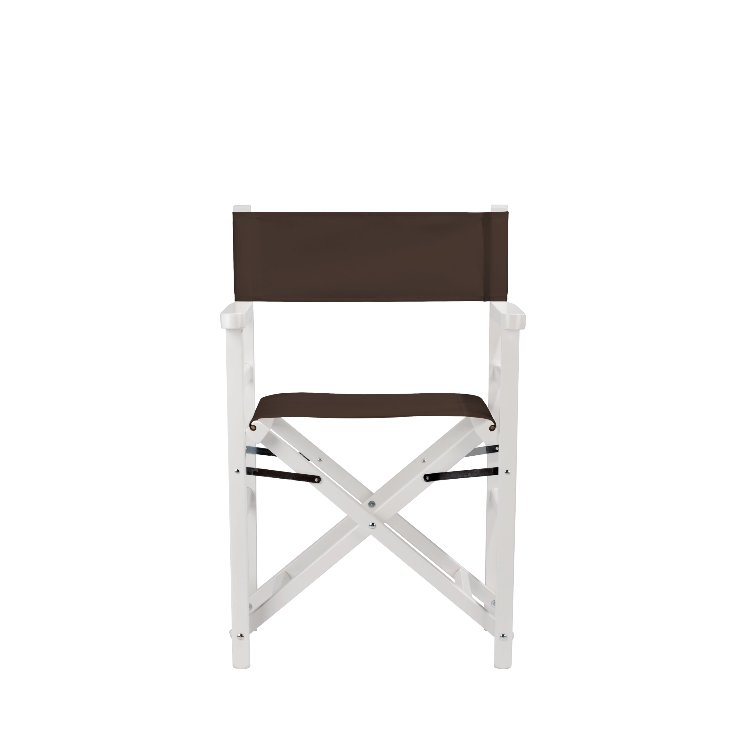 Regiestuhl Oscar aus weißem Buchenholz mit Bezug in caffé, Frontalansicht
#Classic | Set (Farbe)_caffé