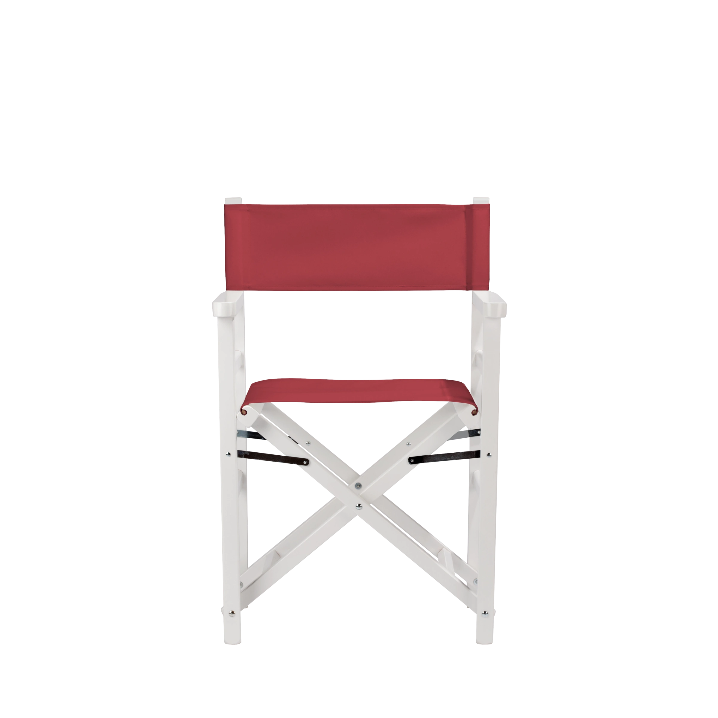 Regiestuhl Oscar aus weißem Buchenholz mit rotem Bezug, Frontalansicht
#Classic | Set (Farbe)_rot