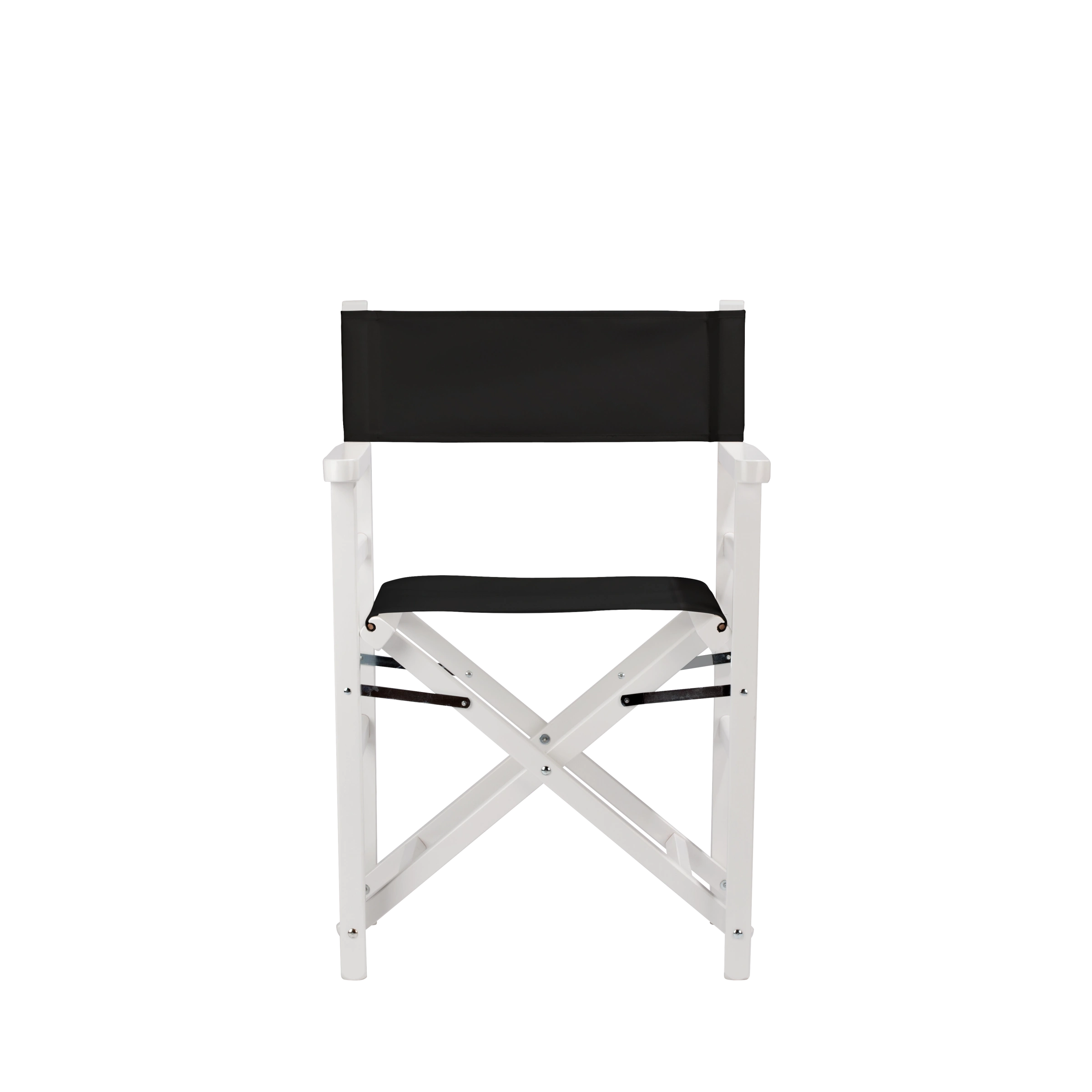 Regiestuhl Oscar aus weißem Buchenholz mit schwarzem Bezug, Frontalansicht
#Classic | Set (Farbe)_schwarz