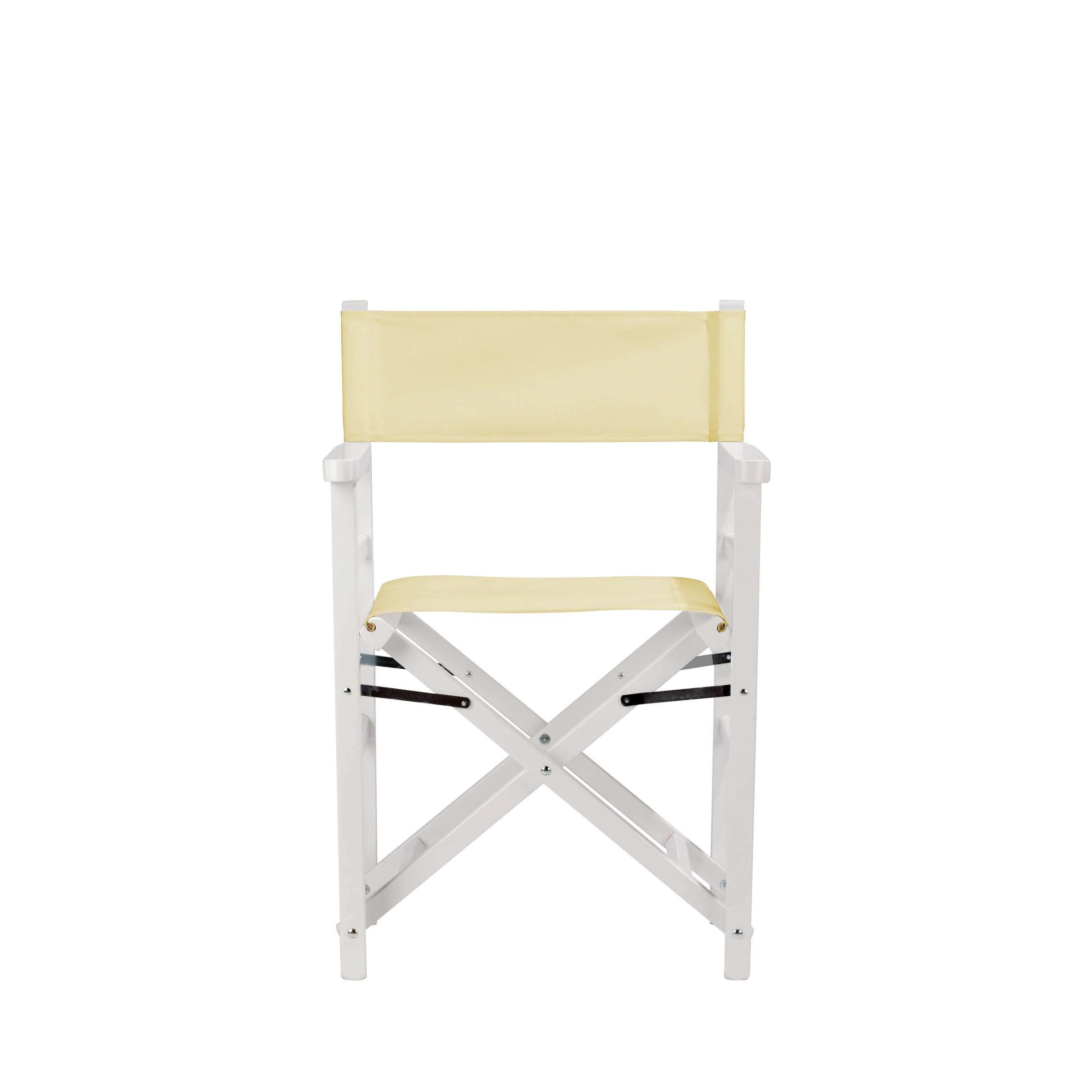 Regiestuhl Oscar aus weißem Buchenholz mit Bezug in vanille, Frontalansicht
#Classic | Set (Farbe)_vanille