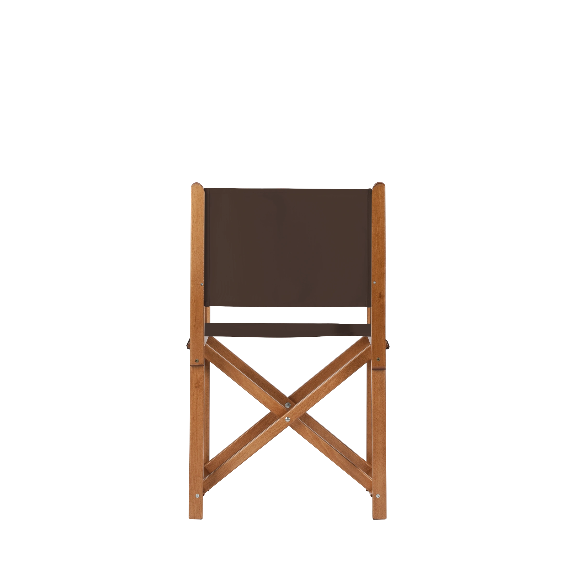 Regiestuhl Pedro aus brandyfarbenem Buchenholz mit Bezug in caffé, Rückansicht
#Swing | Set (Farbe)_caffé