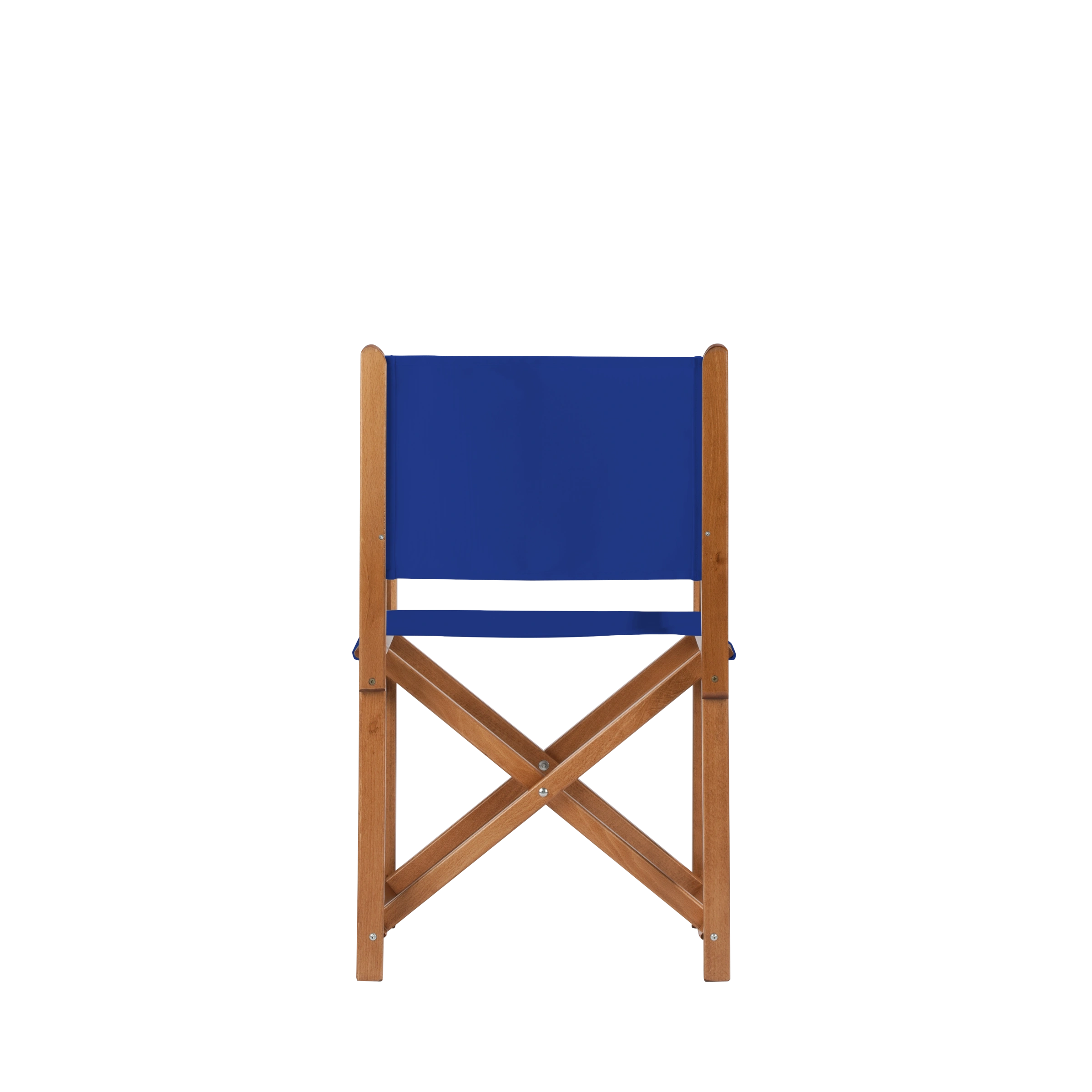 Regiestuhl Pedro aus brandyfarbenem Buchenholz mit dunkelblauem Bezug, Rückansicht
#Swing | Set (Farbe)_dunkelblau