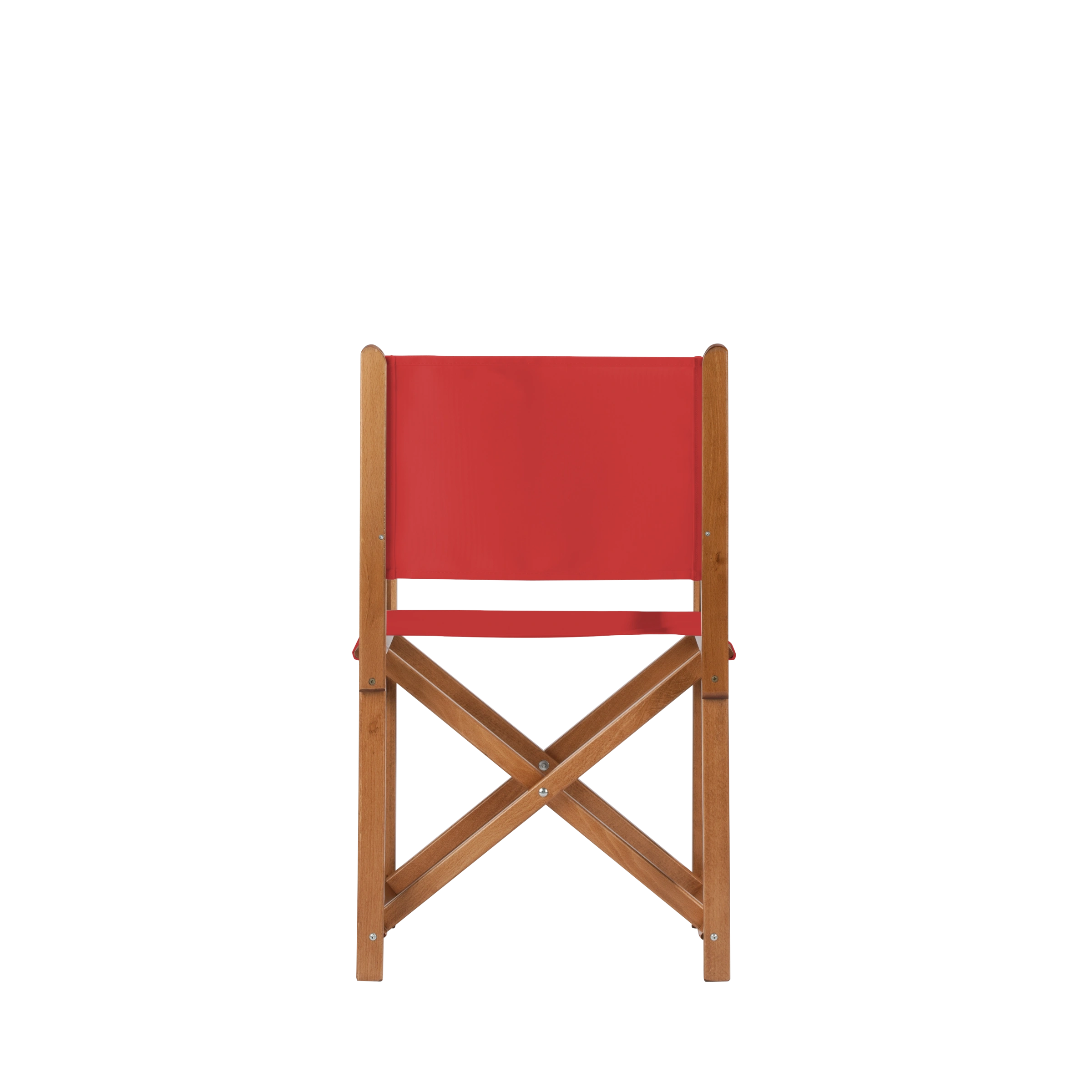 Regiestuhl Pedro aus brandyfarbenem Buchenholz mit Bezug in rivarot, Rückansicht
#Swing | Set (Farbe)_rivarot