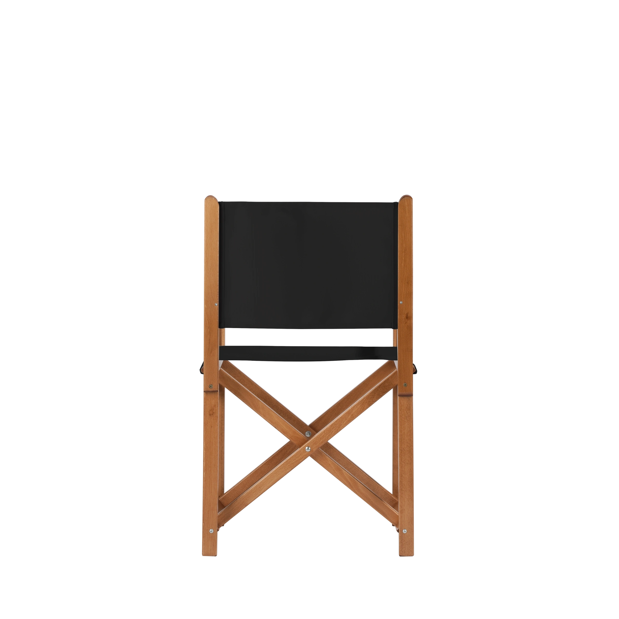 Regiestuhl Pedro aus brandyfarbenem Buchenholz mit schwarzem Bezug, Rückansicht
#Swing | Set (Farbe)_schwarz