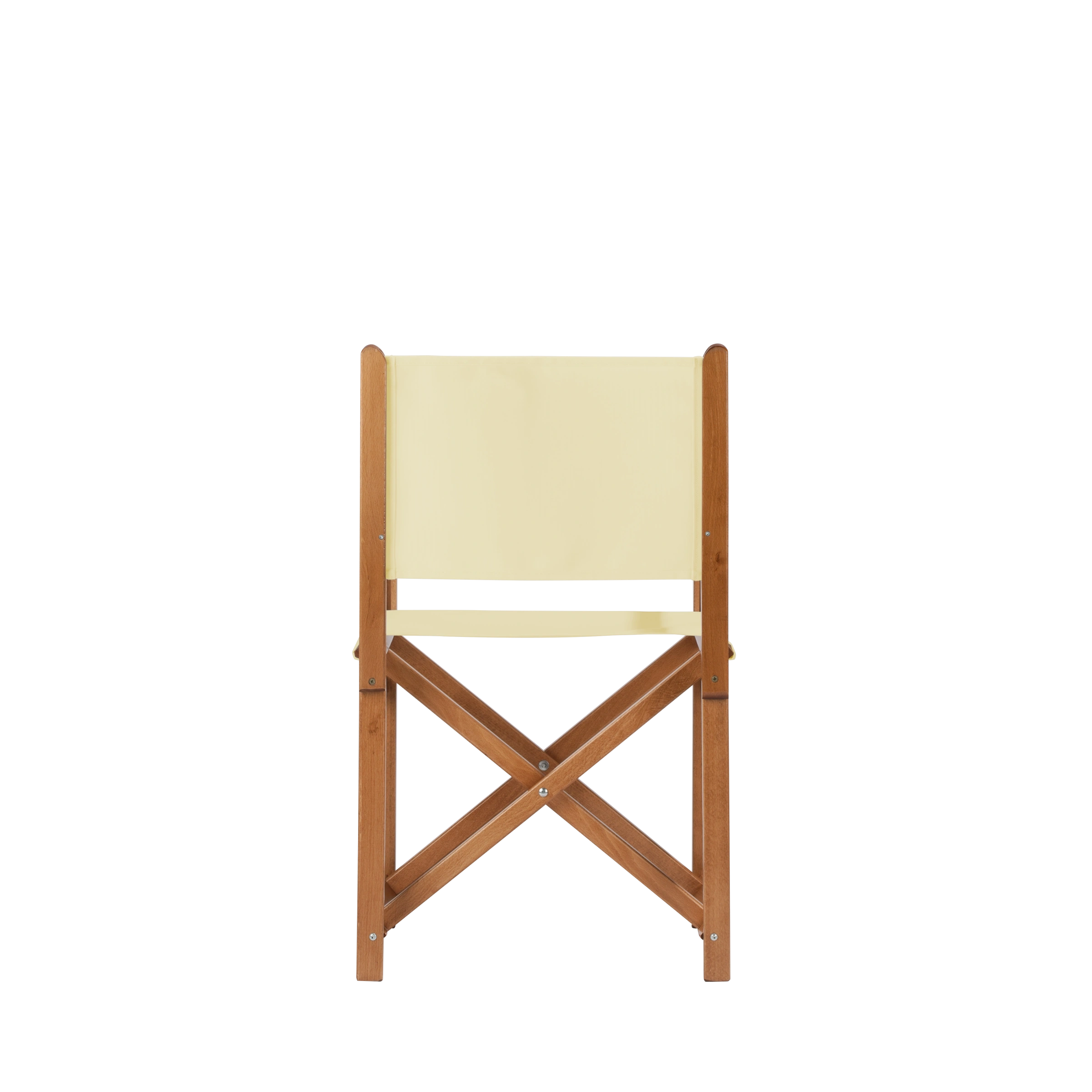 Regiestuhl Pedro aus brandyfarbenem Buchenholz mit Bezug in vanille, Rückansicht
#Swing | Set (Farbe)_vanille