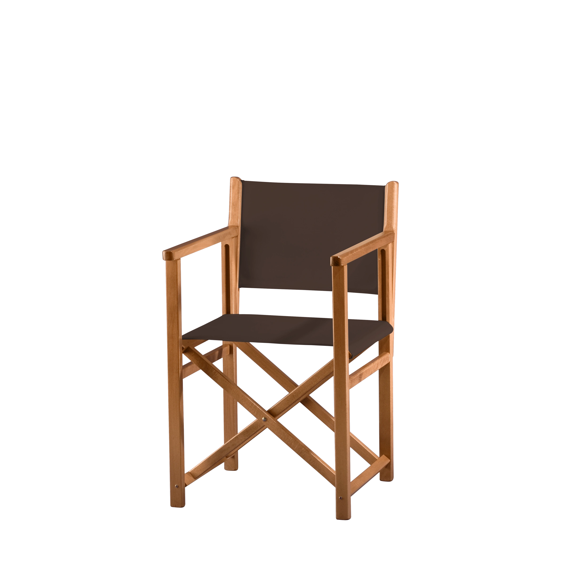 Regiestuhl Pedro aus brandyfarbenem Buchenholz mit Bezug in caffé, Seitenansicht
#Swing | Set (Farbe)_caffé