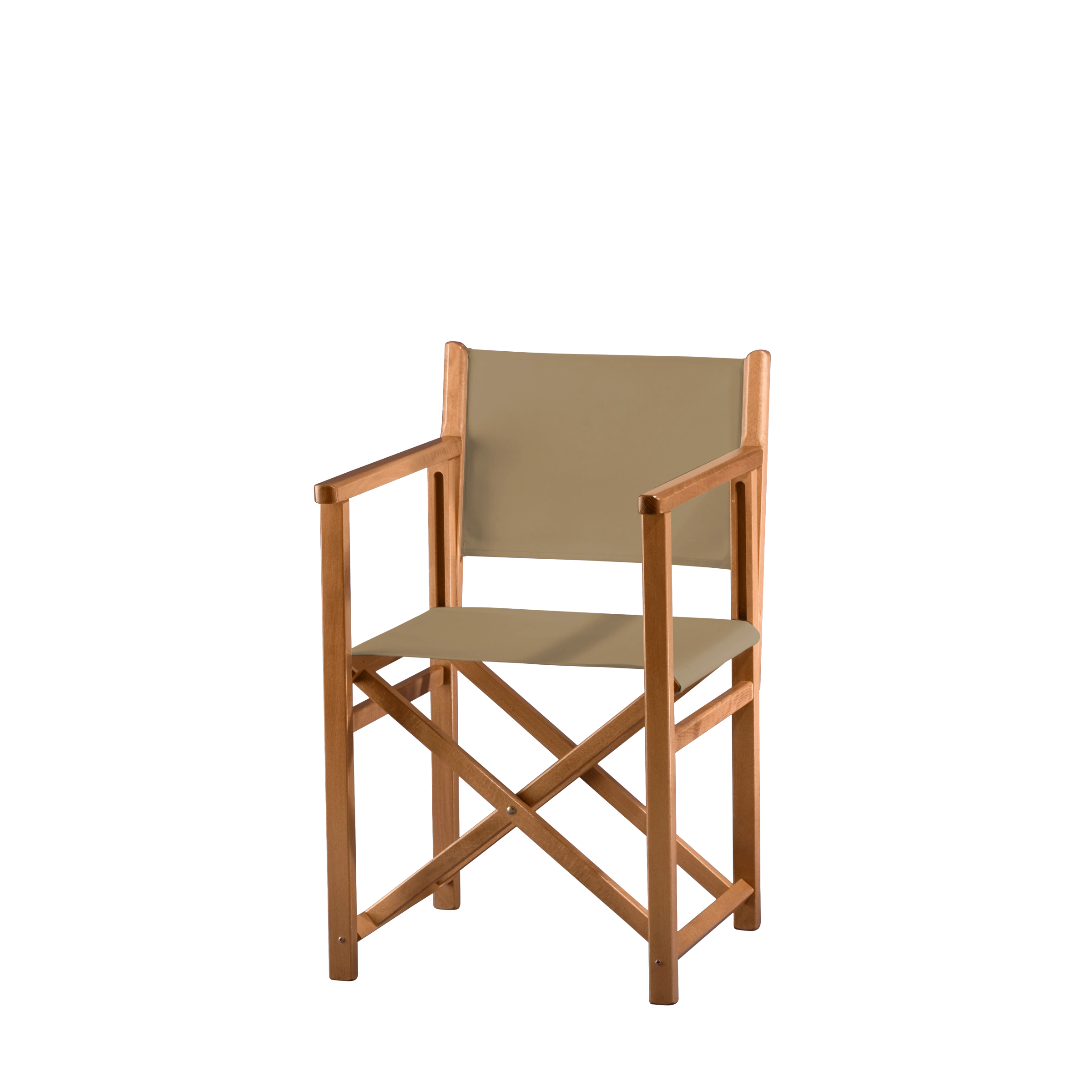 Regiestuhl Pedro aus brandyfarbenem Buchenholz mit Bezug in beige, Rückansicht
#Swing | Set (Farbe)_grau-beige