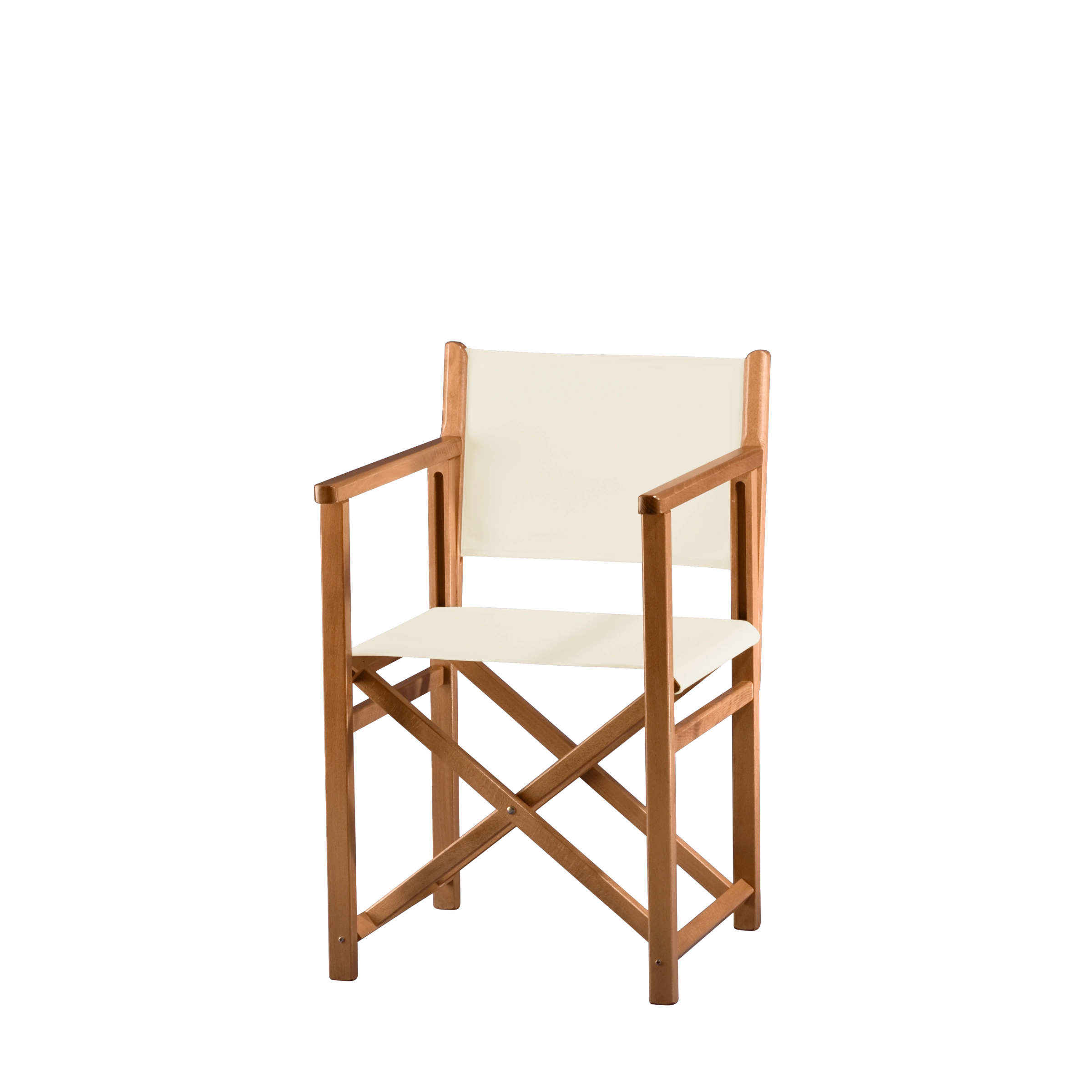 Regiestuhl Pedro aus brandyfarbenem Buchenholz mit naturfarbenem Bezug, Seitenansicht
#Swing | Set (Farbe)_natur