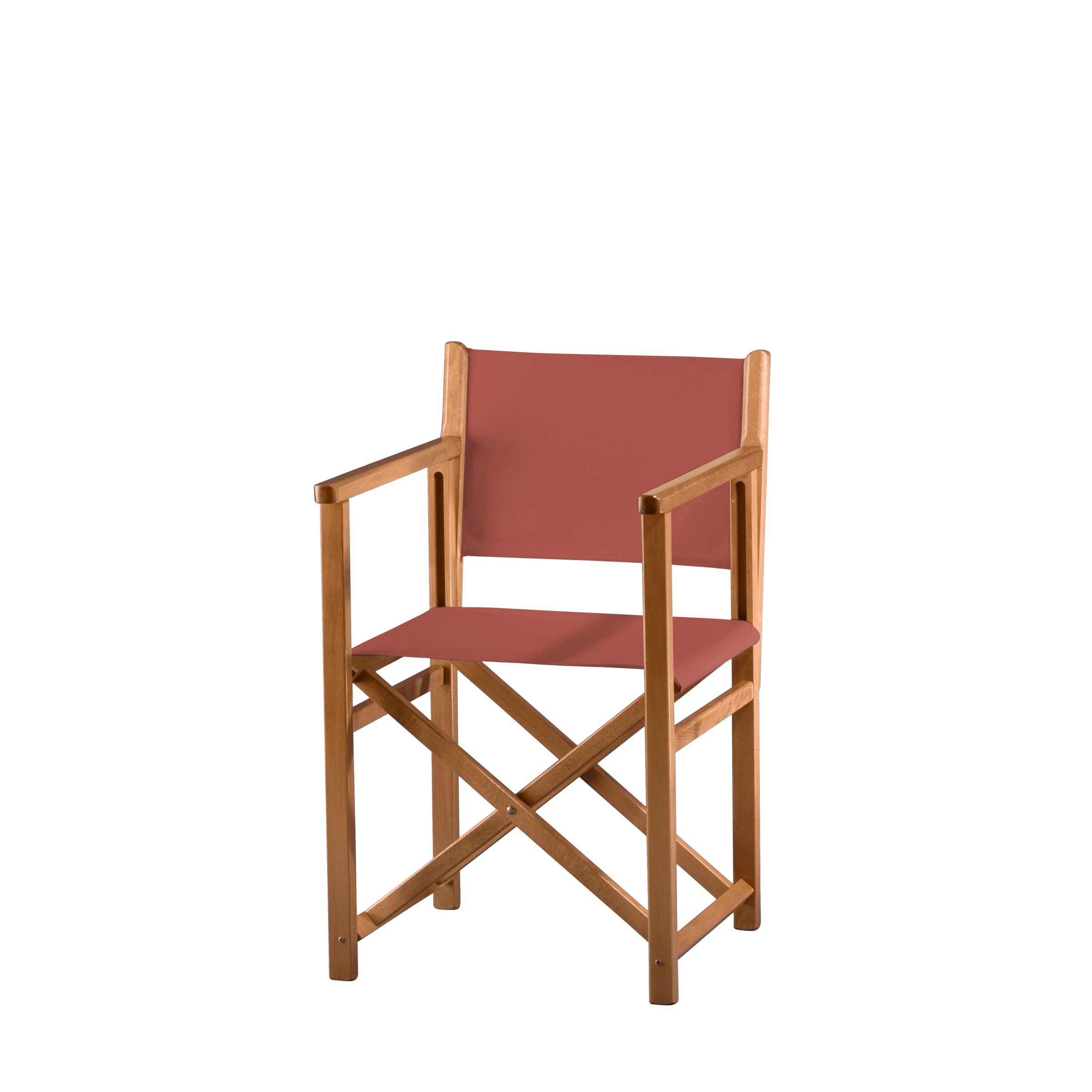 Regiestuhl Pedro aus brandyfarbenem Buchenholz mit Bezug in terracotta, Seitenansicht
#Swing | Set (Farbe)_terracotta