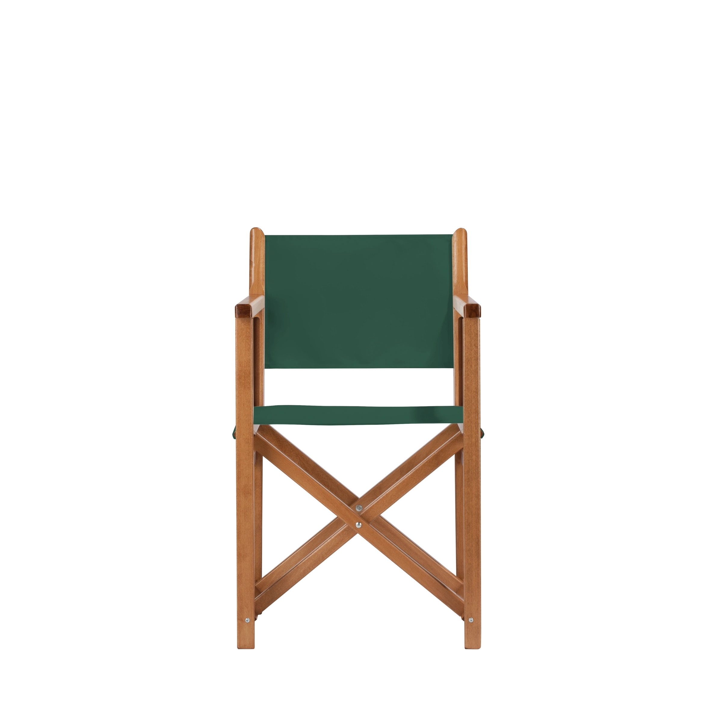 Regiestuhl Pedro aus brandyfarbenem Buchenholz mit dunkelgrünem Bezug, Frontalansicht
#Swing | Set (Farbe)_dunkelgrün