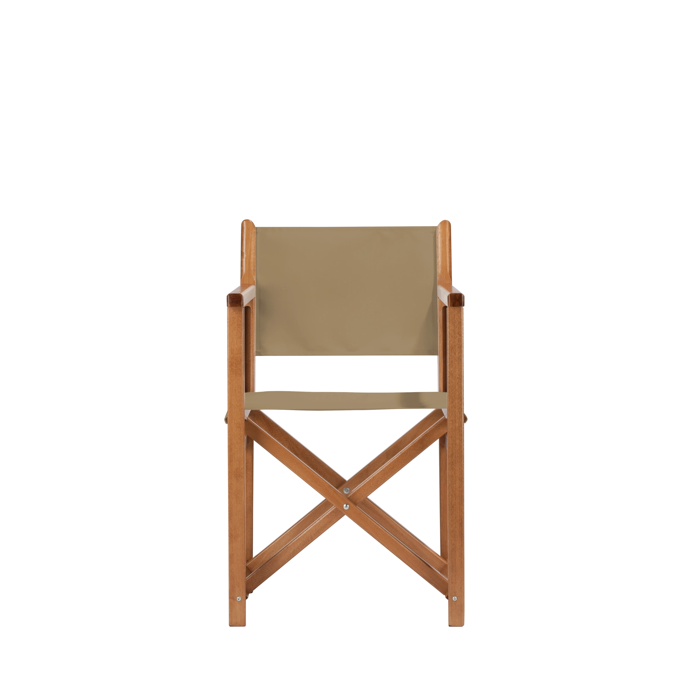 Regiestuhl Pedro aus brandyfarbenem Buchenholz mit Bezug in grau-beige, Seitenansicht
#Swing | Set (Farbe)_grau-beige