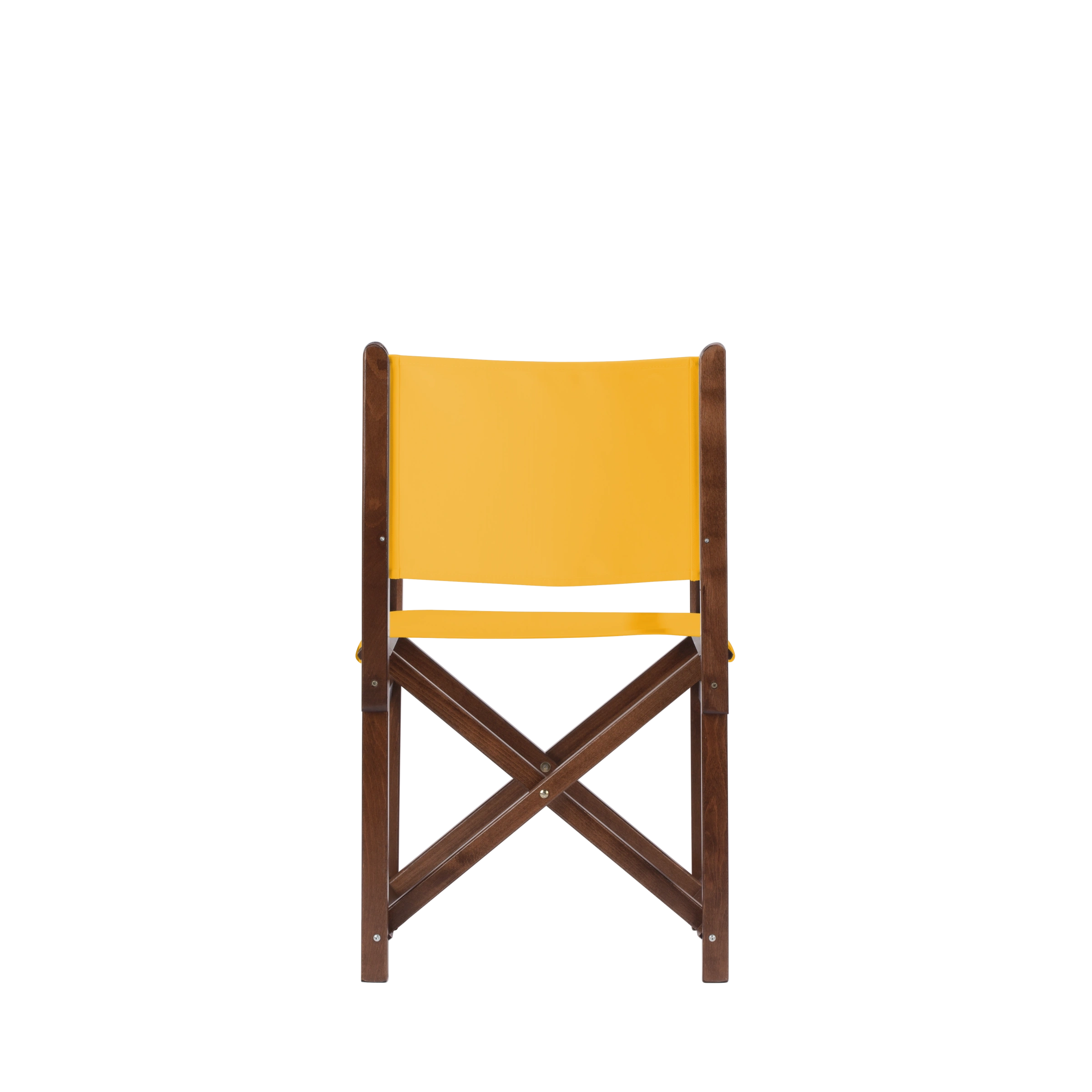 Regiestuhl Pedro aus braunem Buchenholz mit gelbem Bezug, Rückansicht
#Swing | Set (Farbe)_gelb