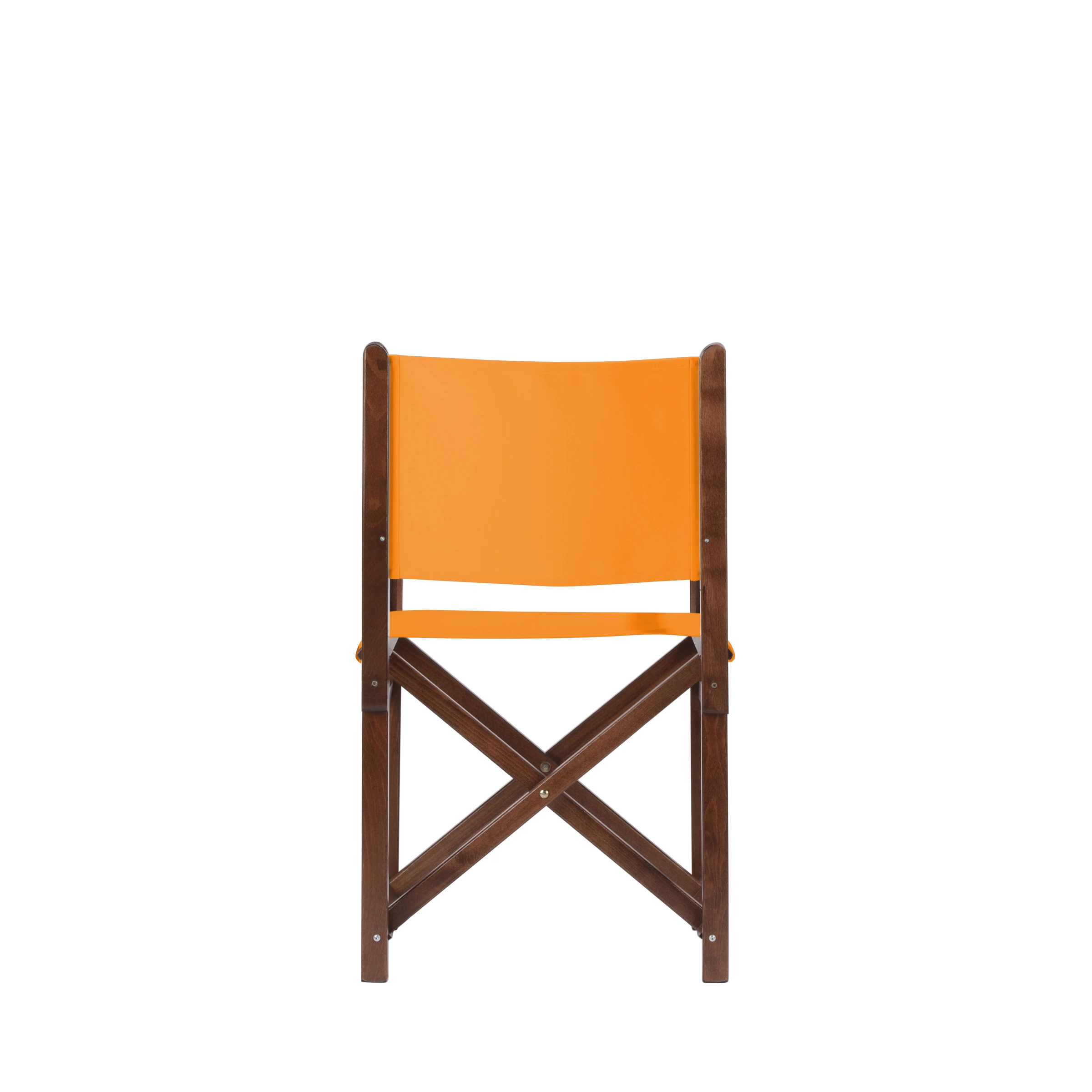 Regiestuhl Pedro aus braunem Buchenholz mit Bezug in mandarine, Rückansicht
#Swing | Set (Farbe)_mandarine