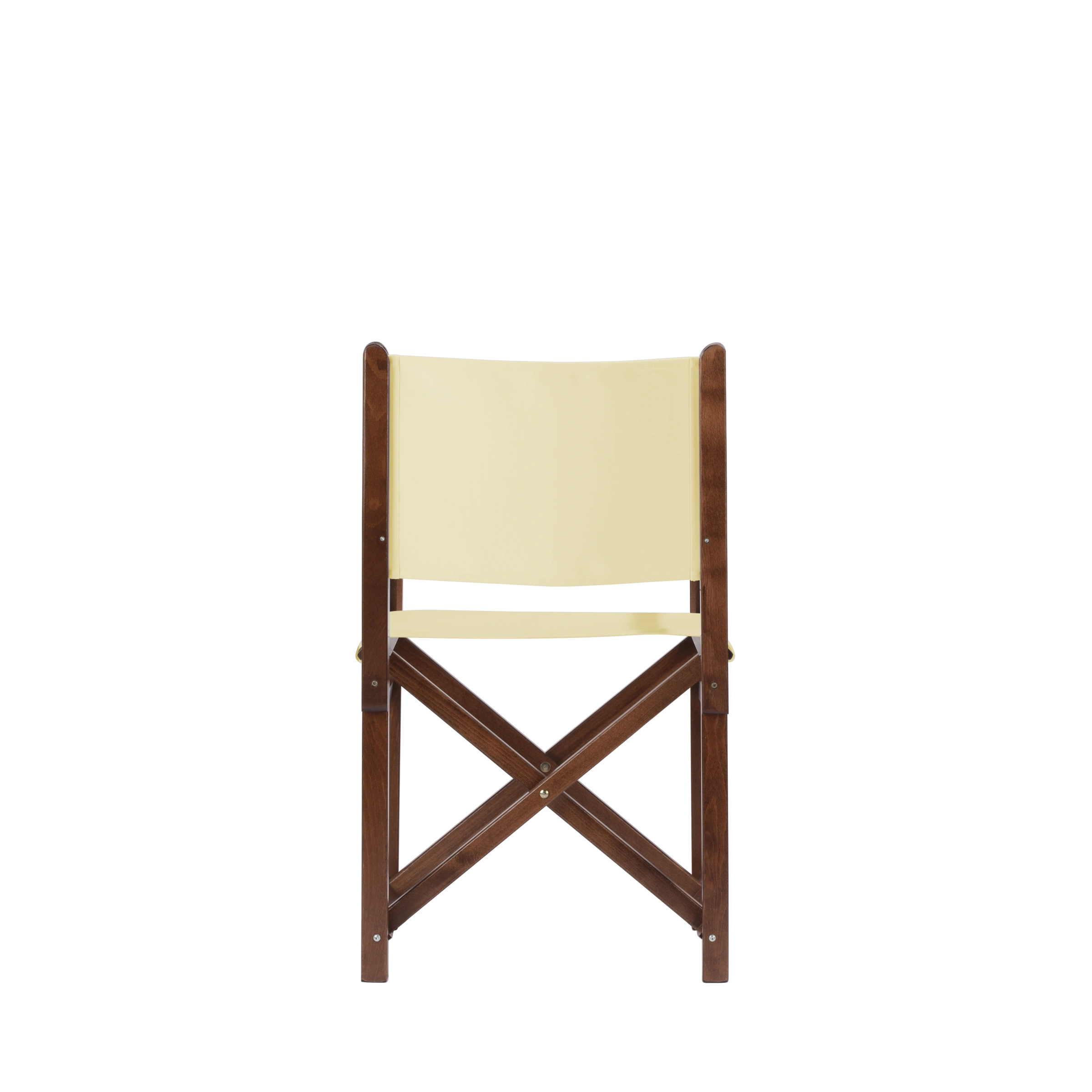 Regiestuhl Pedro aus braunem Buchenholz mit Bezug in vanille, Rückansicht
#Swing | Set (Farbe)_vanille