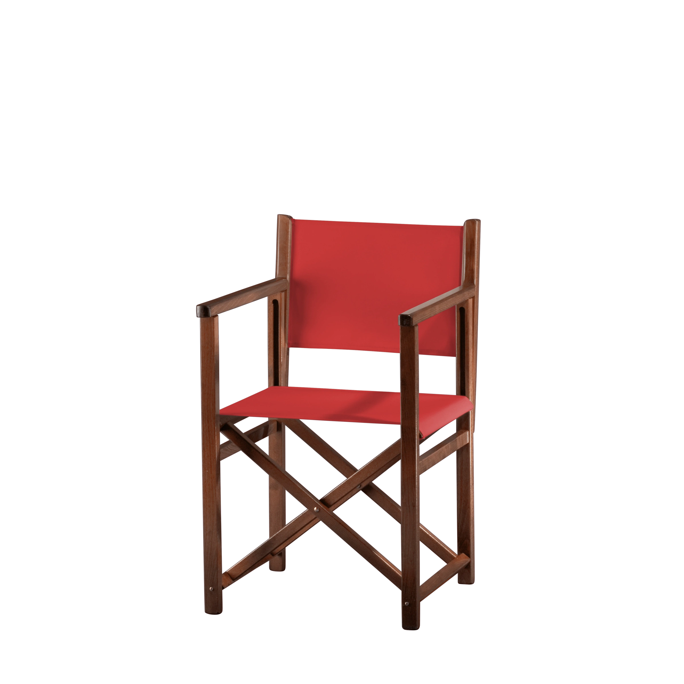 Regiestuhl Pedro aus braunem Buchenholz mit Bezug in rivarot, Seitenansicht
#Swing | Set (Farbe)_rivarot