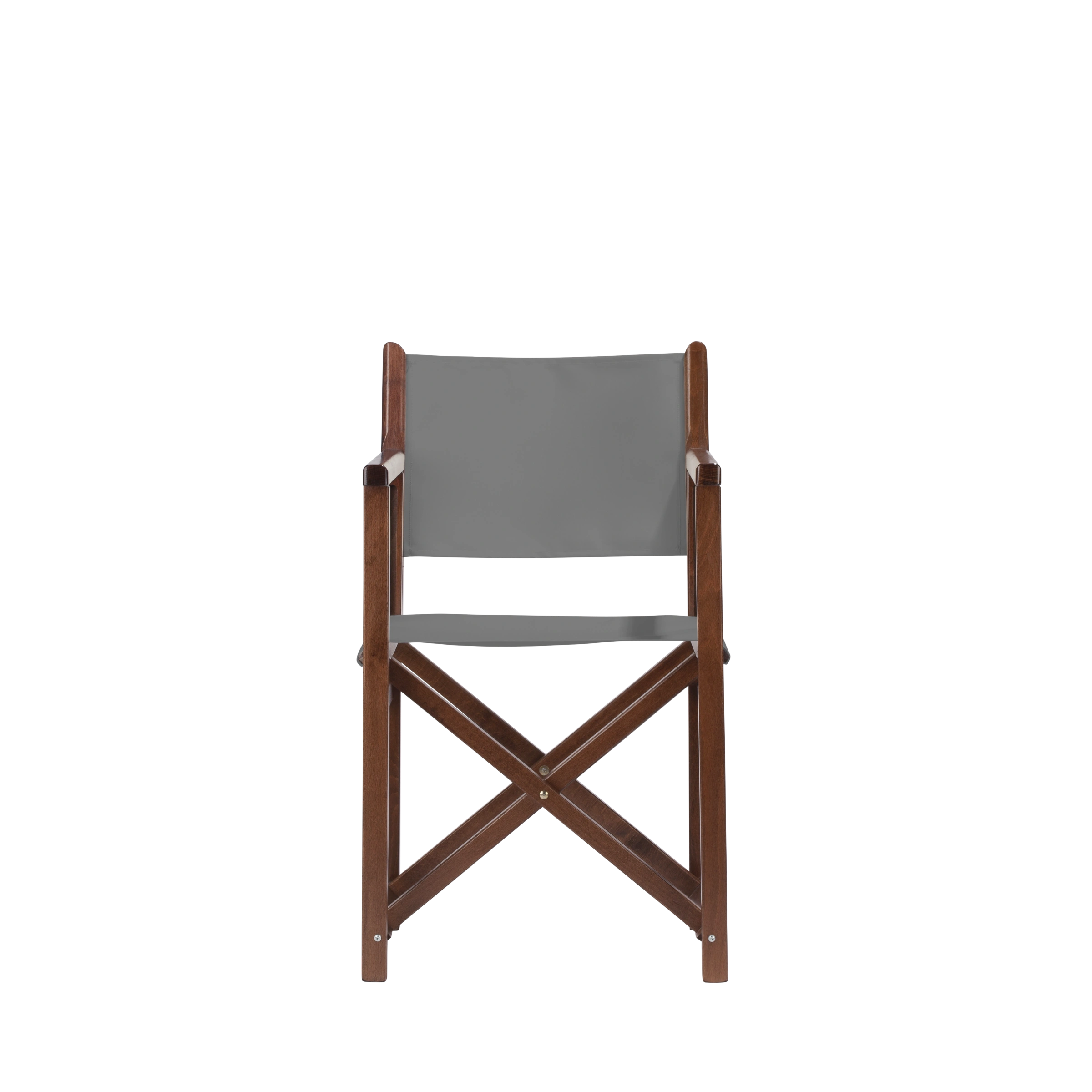 Regiestuhl Pedro aus braunem Buchenholz mit anthrazitem Bezug, Frontalansicht
#Swing | Set (Farbe)_anthrazit