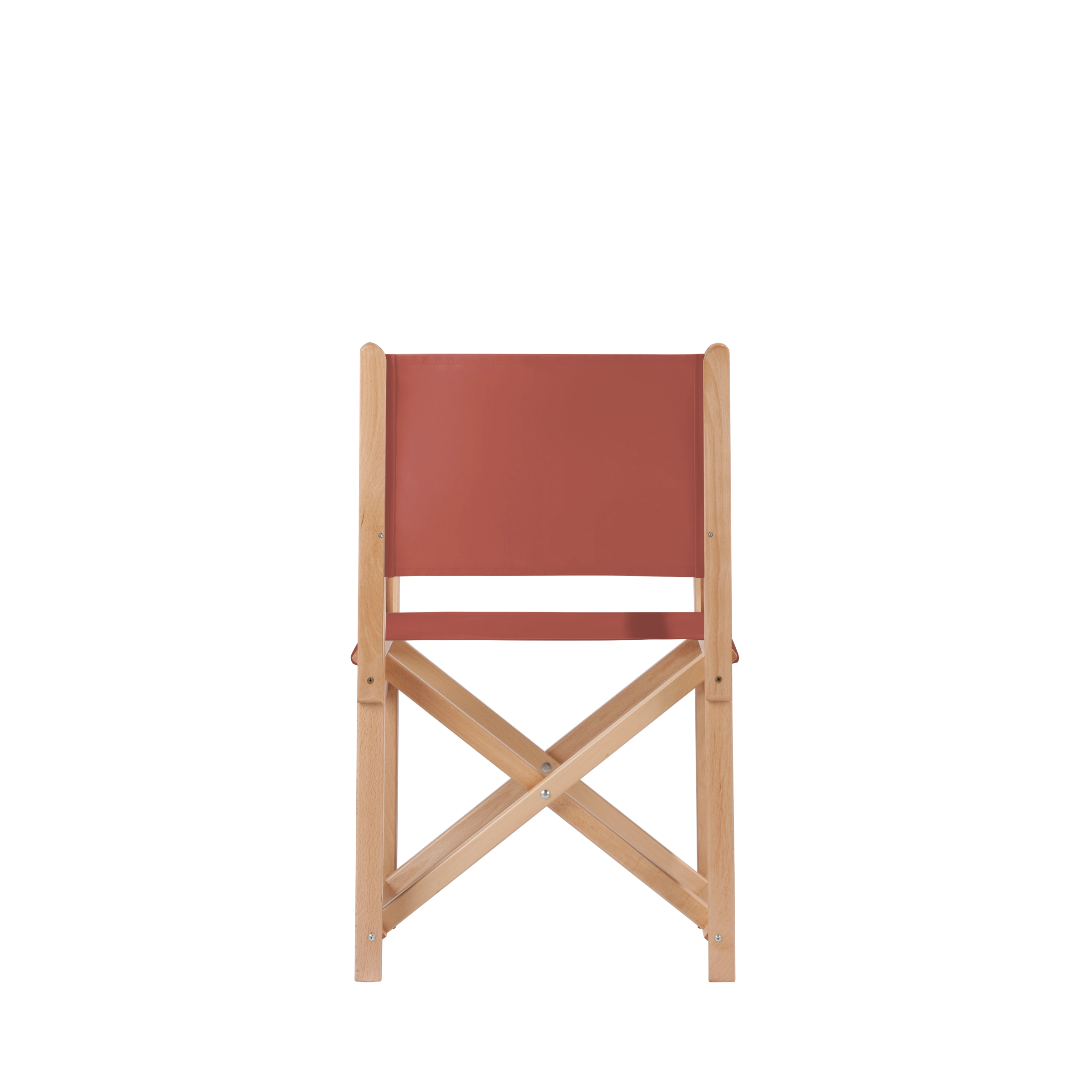 Regiestuhl Pedro aus naturfarbenem Buchenholz mit Bezug in terracotta, Rückansicht
#Swing | Set (Farbe)_terracotta