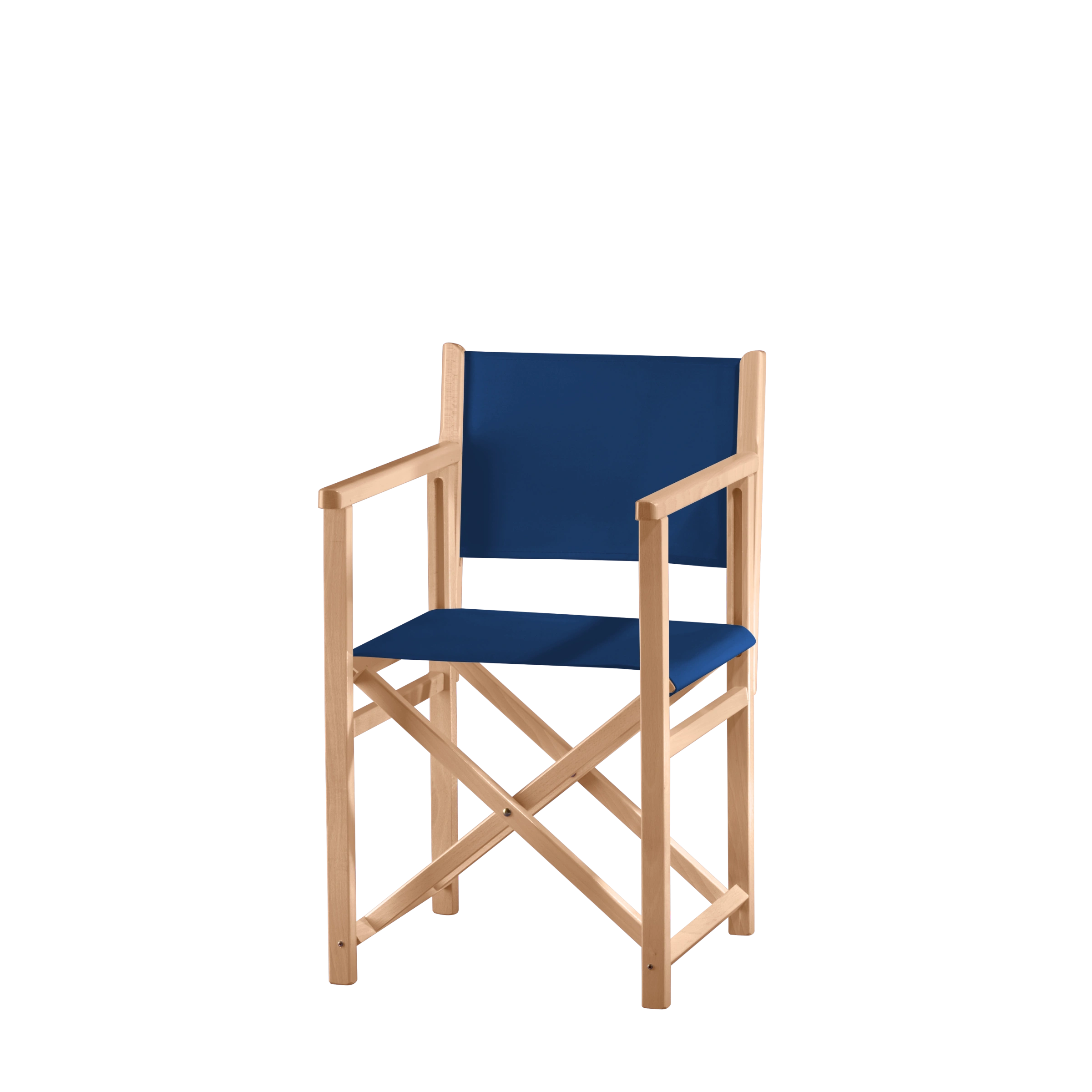 Regiestuhl Pedro aus naturfarbenem Buchenholz mit Bezug in marine, Seitenansicht
#Swing | Set (Farbe)_marine