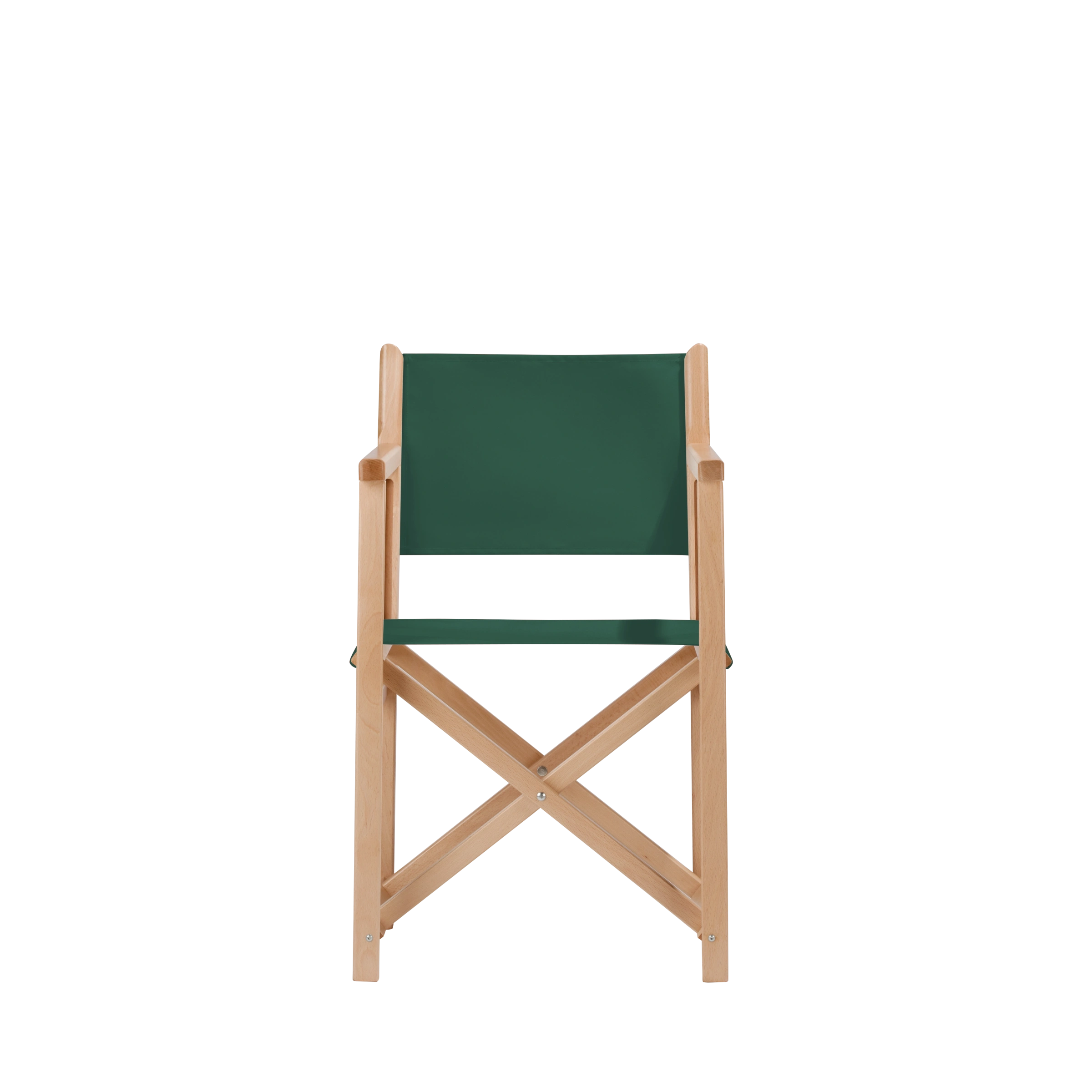 Regiestuhl Pedro aus naturfarbenem Buchenholz mit dunkelgrünem Bezug, Frontalansicht
#Swing | Set (Farbe)_dunkelgrün