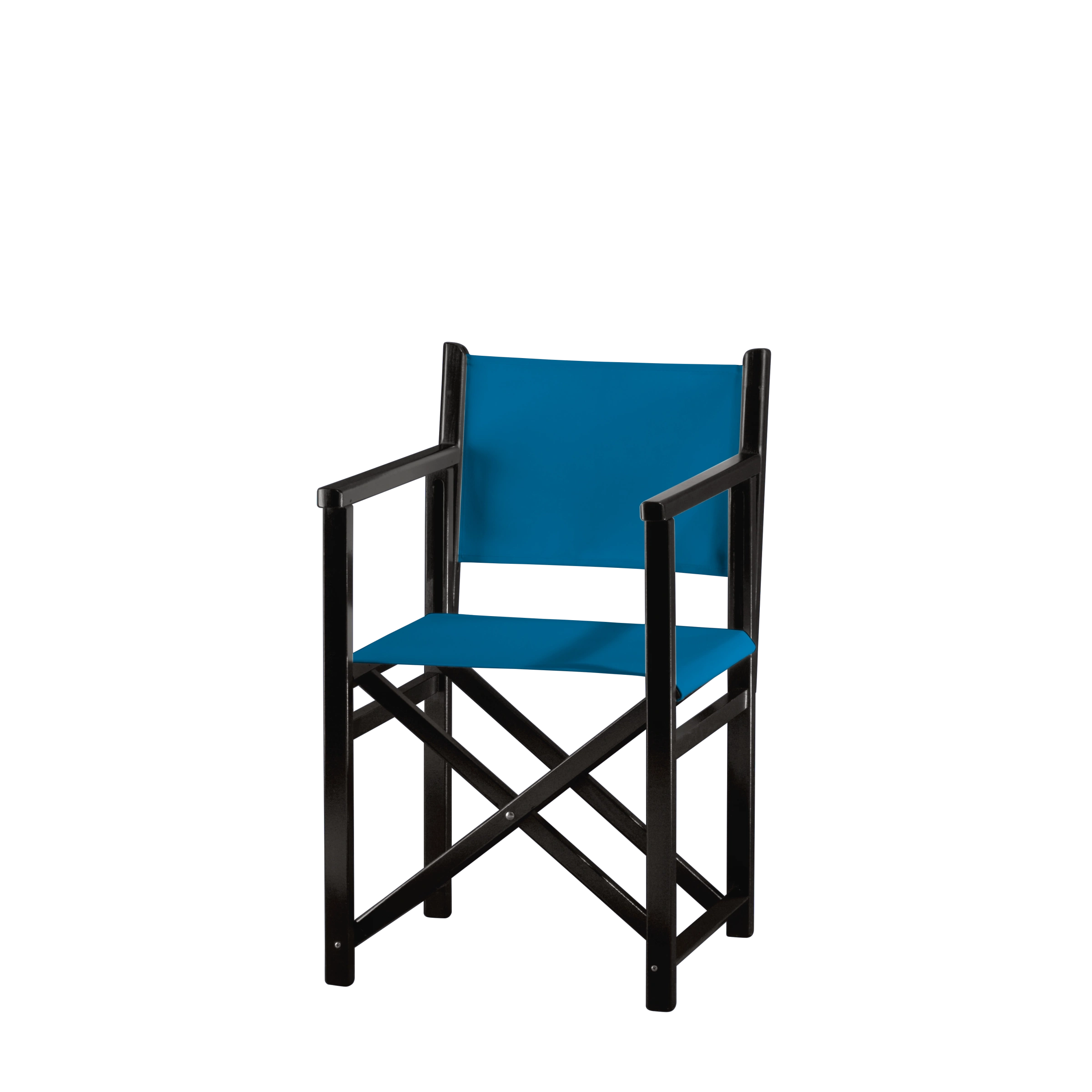 Regiestuhl Pedro aus schwarzem Buchenholz mit blauem Bezug, Seitenansicht
#Swing | Set (Farbe)_blau