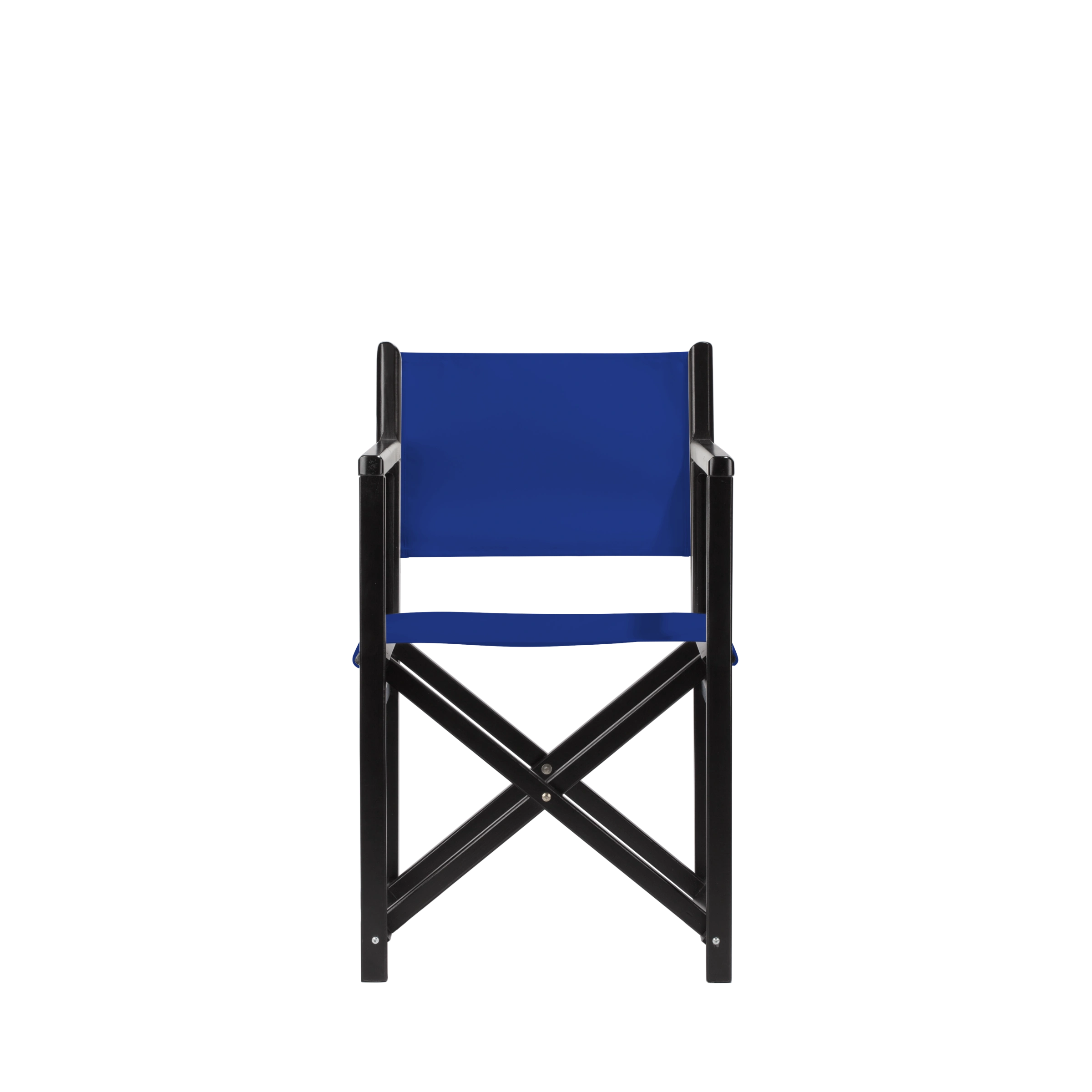 Regiestuhl Pedro aus schwarzem Buchenholz mit dunkelblauem Bezug, Frontalansicht
#Swing | Set (Farbe)_dunkelblau