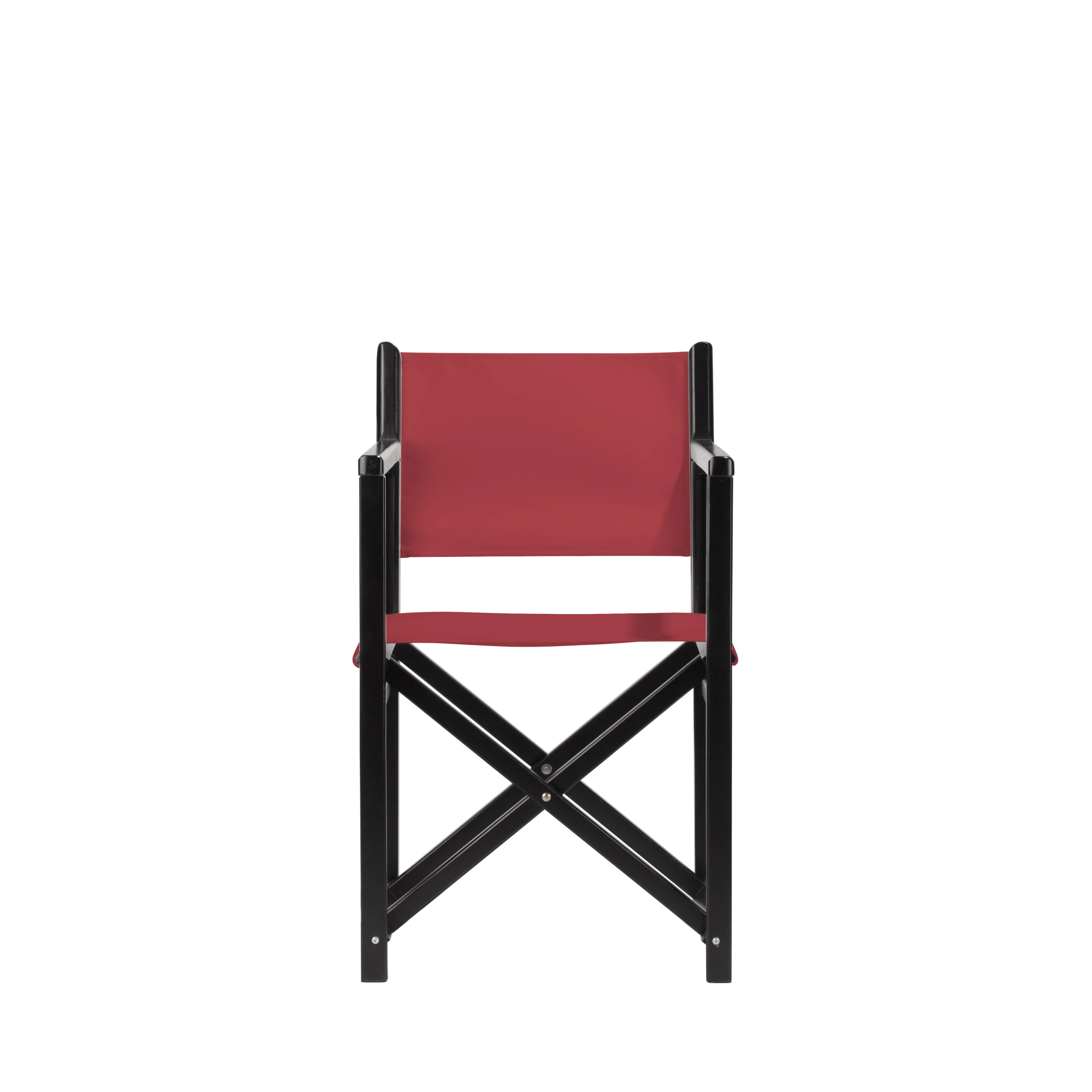 Regiestuhl Pedro aus schwarzem Buchenholz mit rotem Bezug, Frontalansicht
#Swing | Set (Farbe)_rot