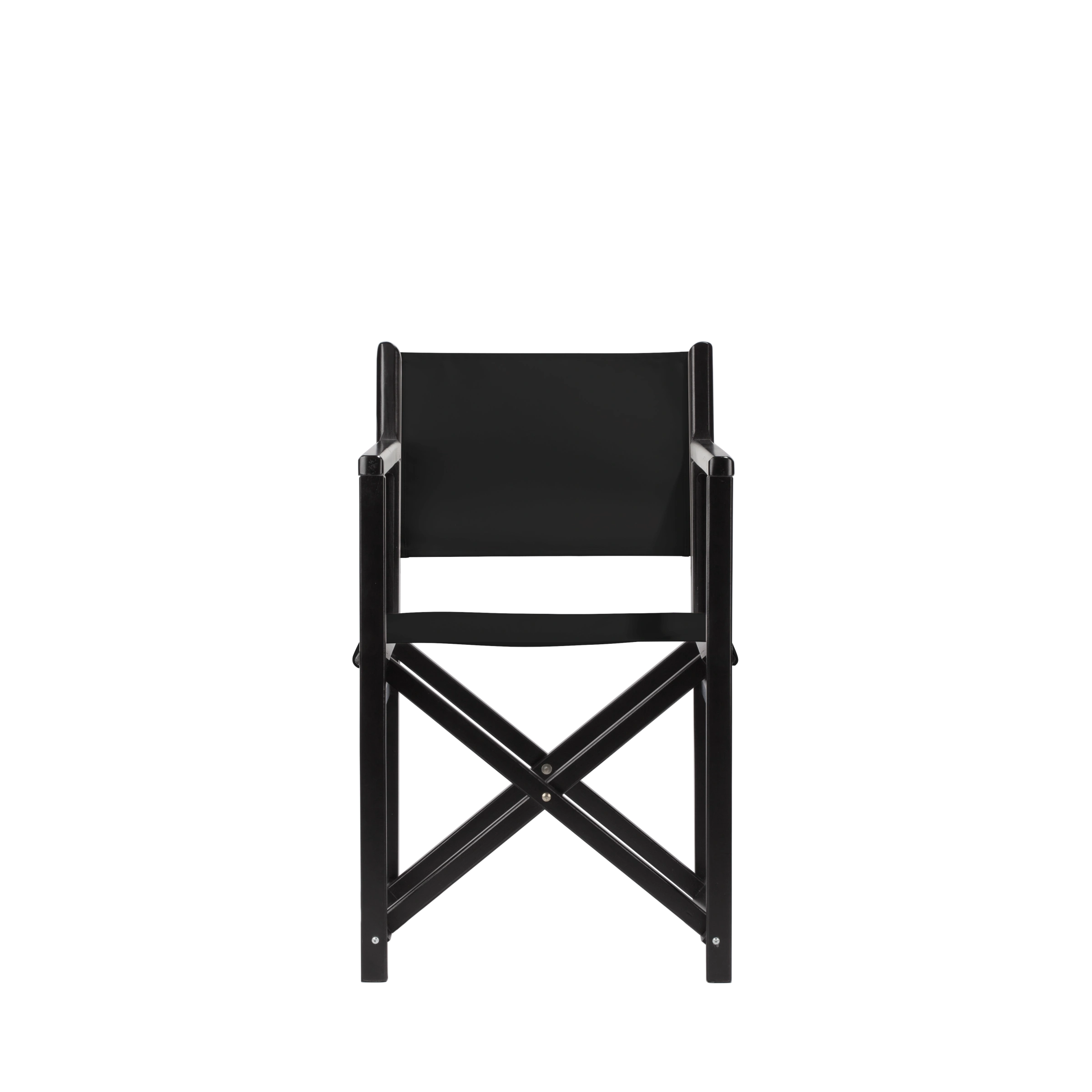 Regiestuhl Pedro aus schwarzem Buchenholz mit schwarzem Bezug, Frontalansicht
#Swing | Set (Farbe)_schwarz