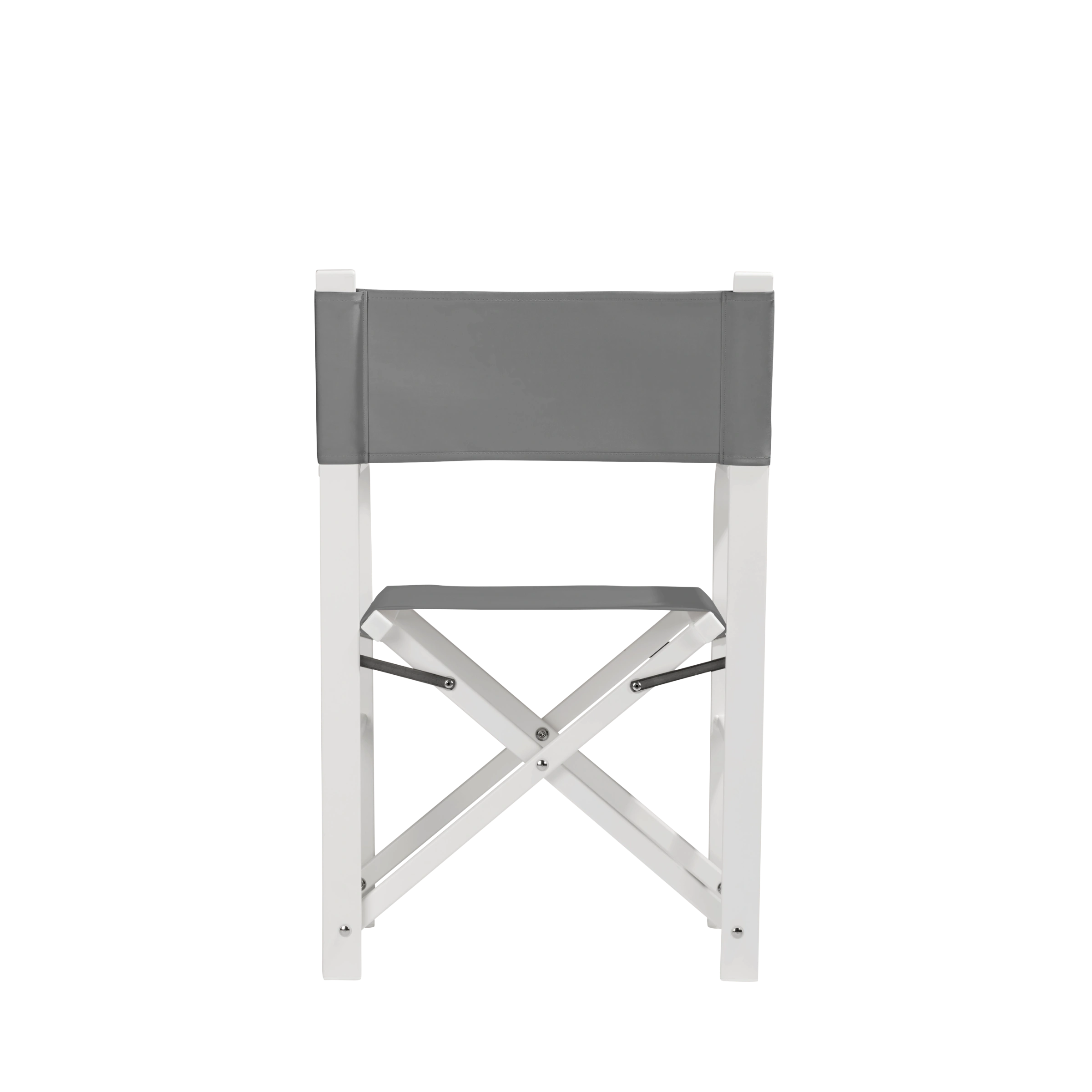 Regiestuhl Sofia aus weißem Aluminium mit anthrazitem Bezug, Rückansicht
#Alu | Set (Farbe)_anthrazit