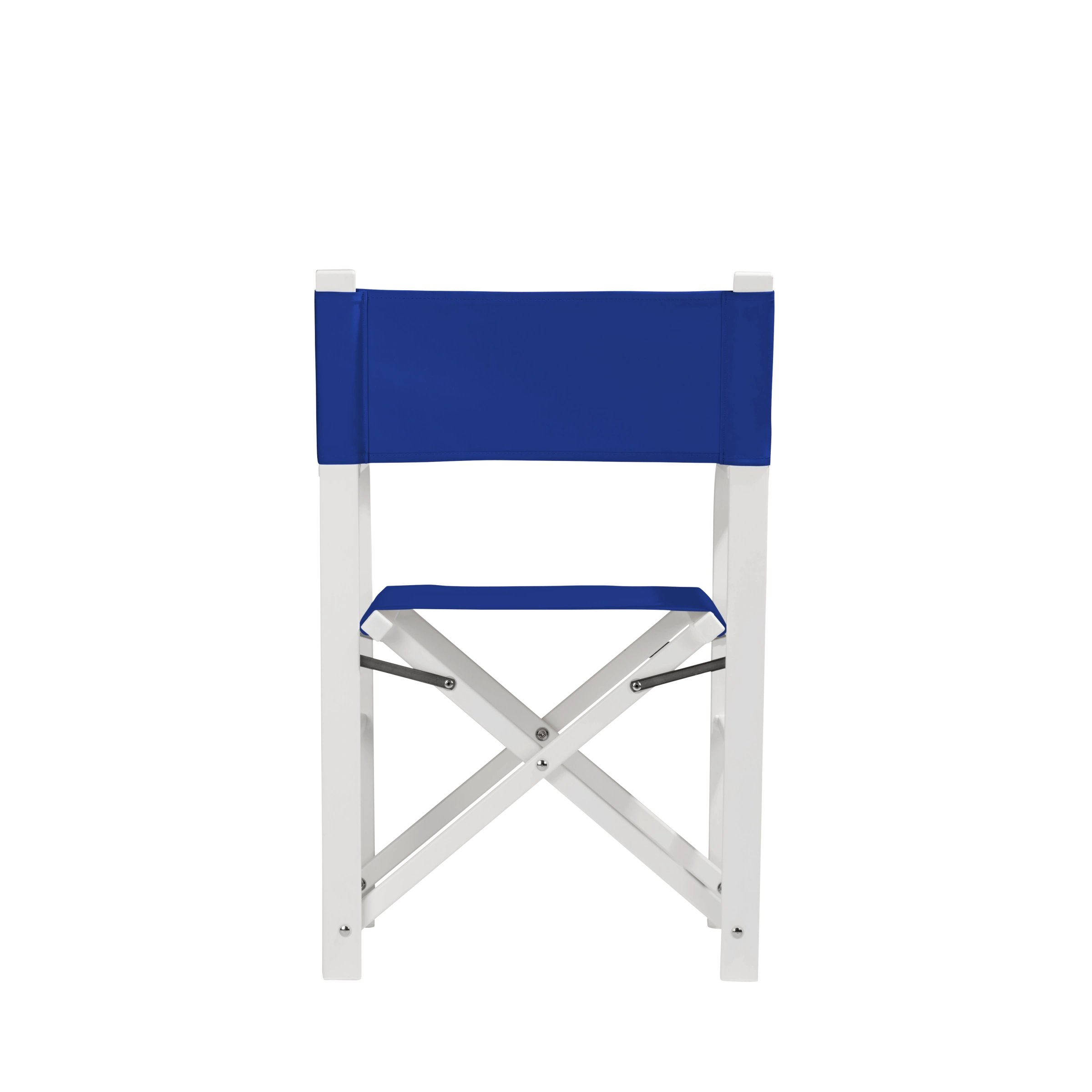 Regiestuhl Sofia aus weißem Aluminium mit dunkelblauem Bezug, Rückansicht
#Alu | Set (Farbe)_dunkelblau