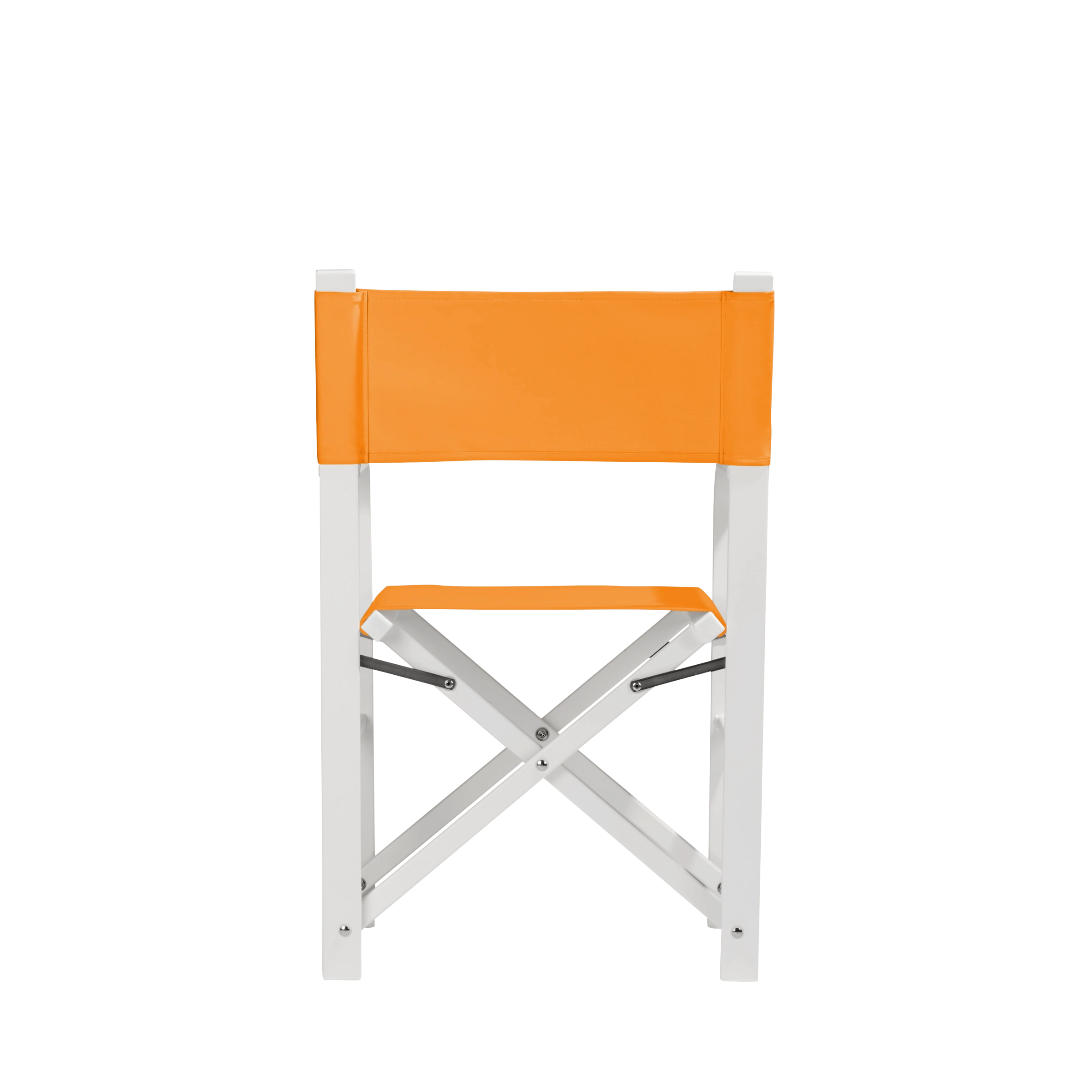 Regiestuhl Sofia aus weißem Aluminium mit Bezug in mandarine, Rückansicht
#Alu | Set (Farbe)_mandarine