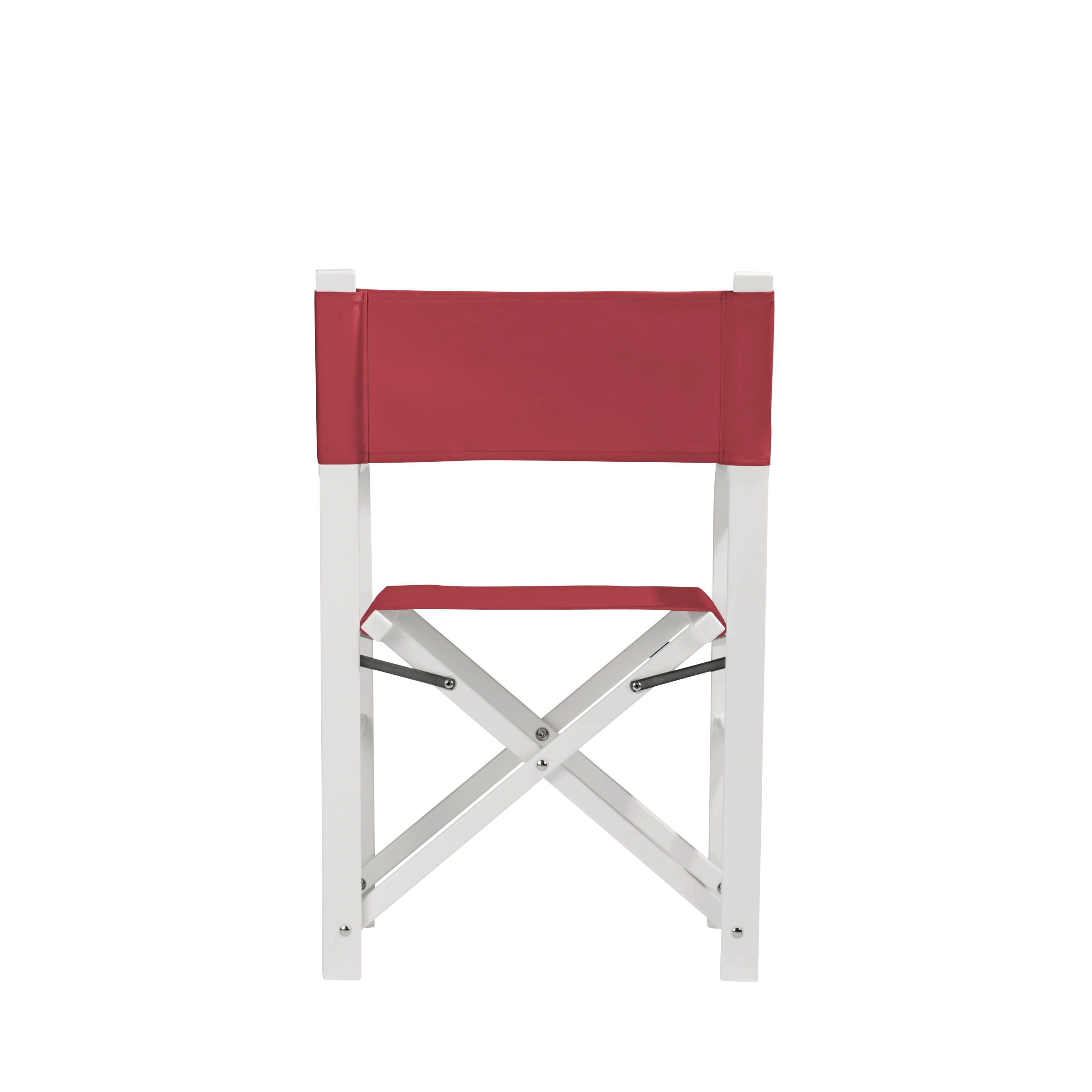 Regiestuhl Sofia aus weißem Aluminium mit rotem Bezug, Rückansicht
#Alu | Set (Farbe)_rot