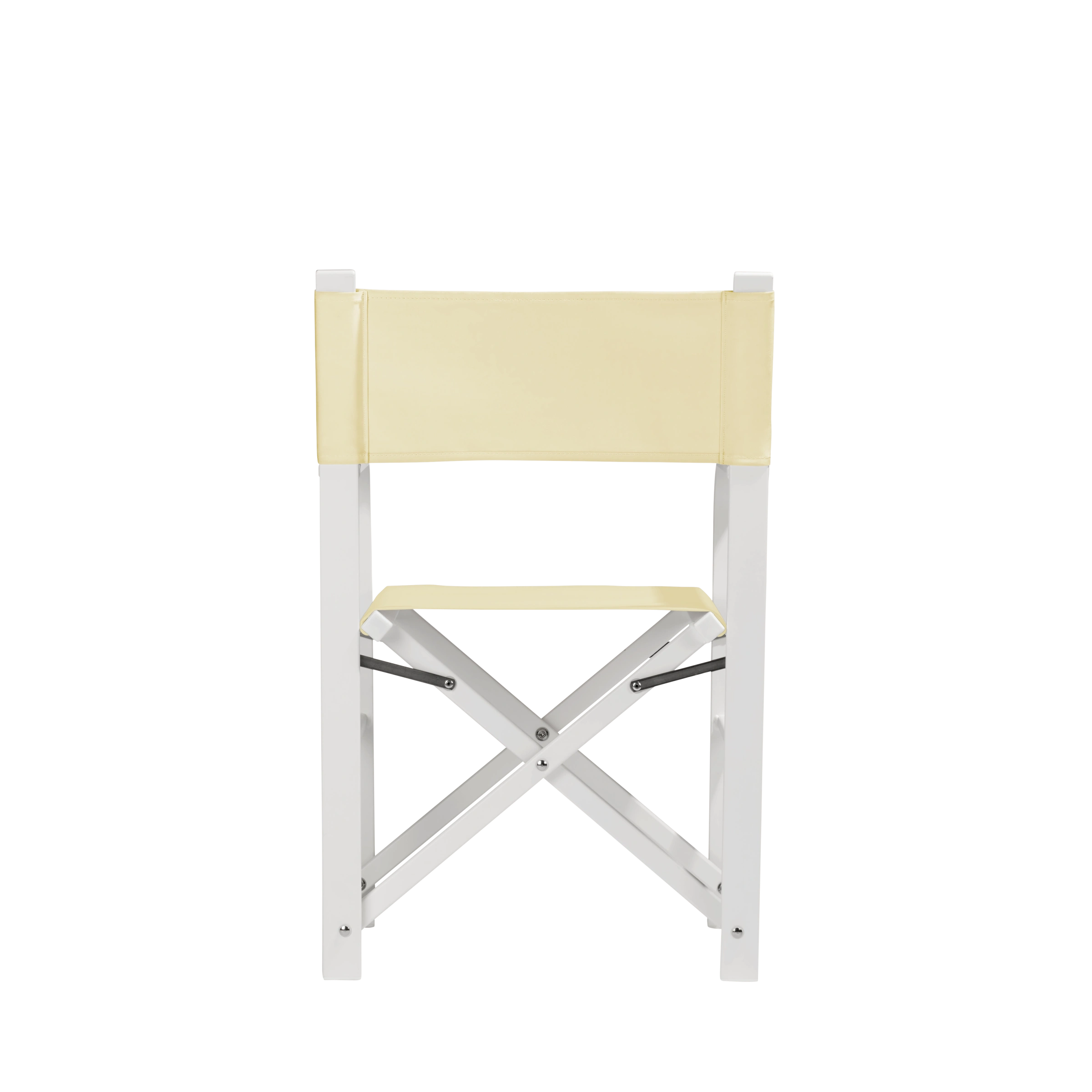 Regiestuhl Sofia aus weißem Aluminium mit Bezug in vanille, Rückansicht
#Alu | Set (Farbe)_vanille