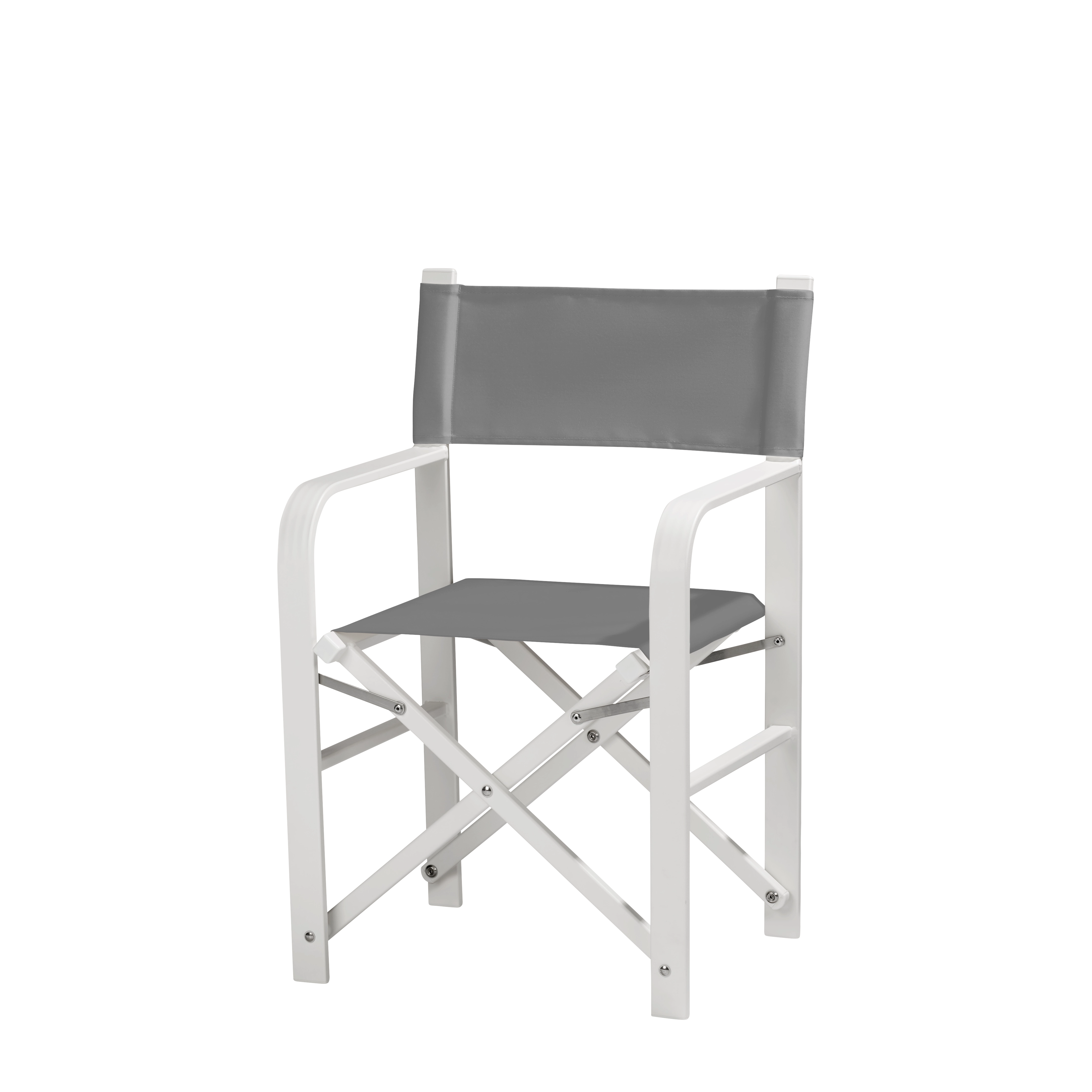 Regiestuhl Sofia aus weißem Aluminium mit anthrazitem Bezug, Seitenansicht
#Alu | Set (Farbe)_anthrazit