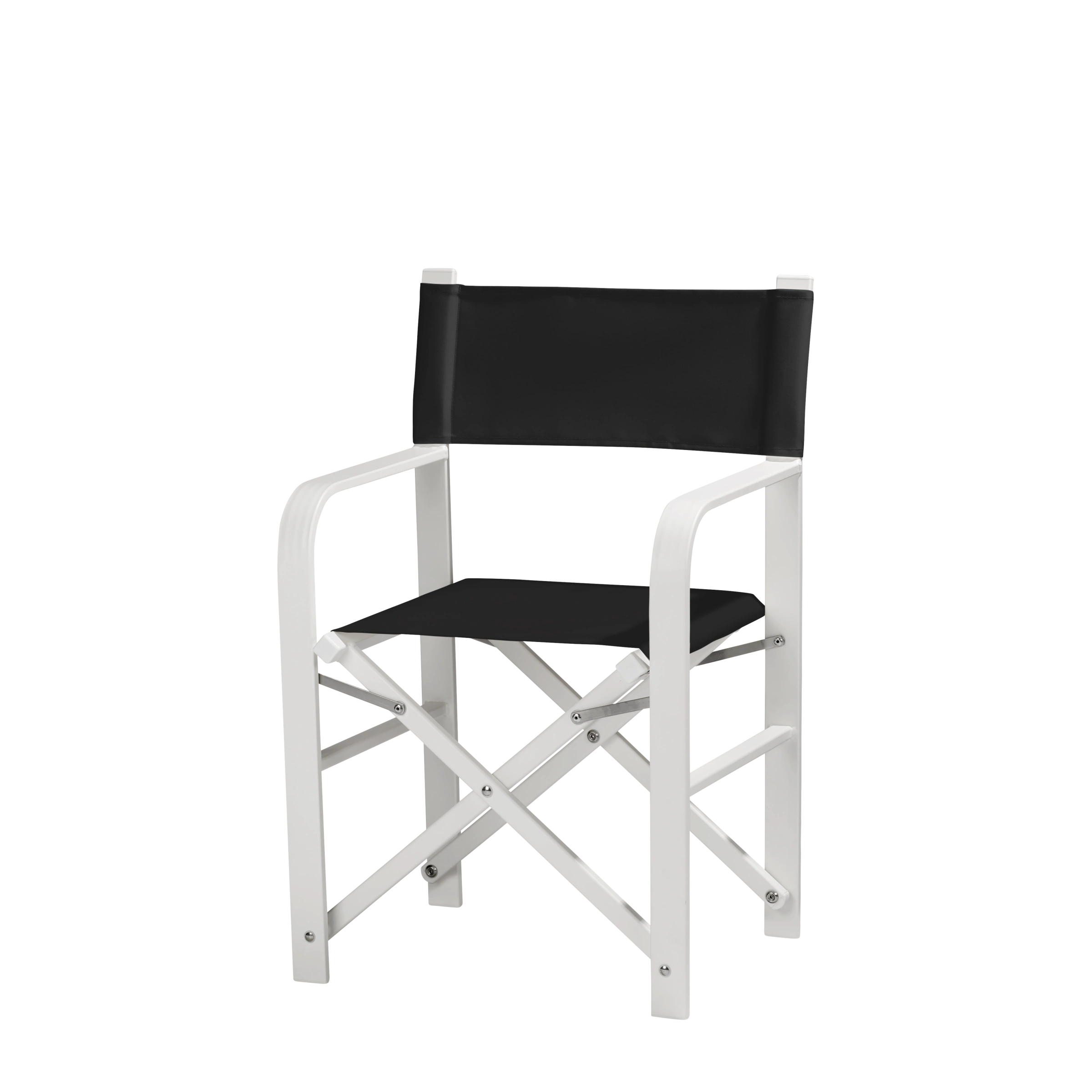 Regiestuhl Sofia aus weißem Aluminium mit schwarzem Bezug, Seitenansicht
#Alu | Set (Farbe)_schwarz