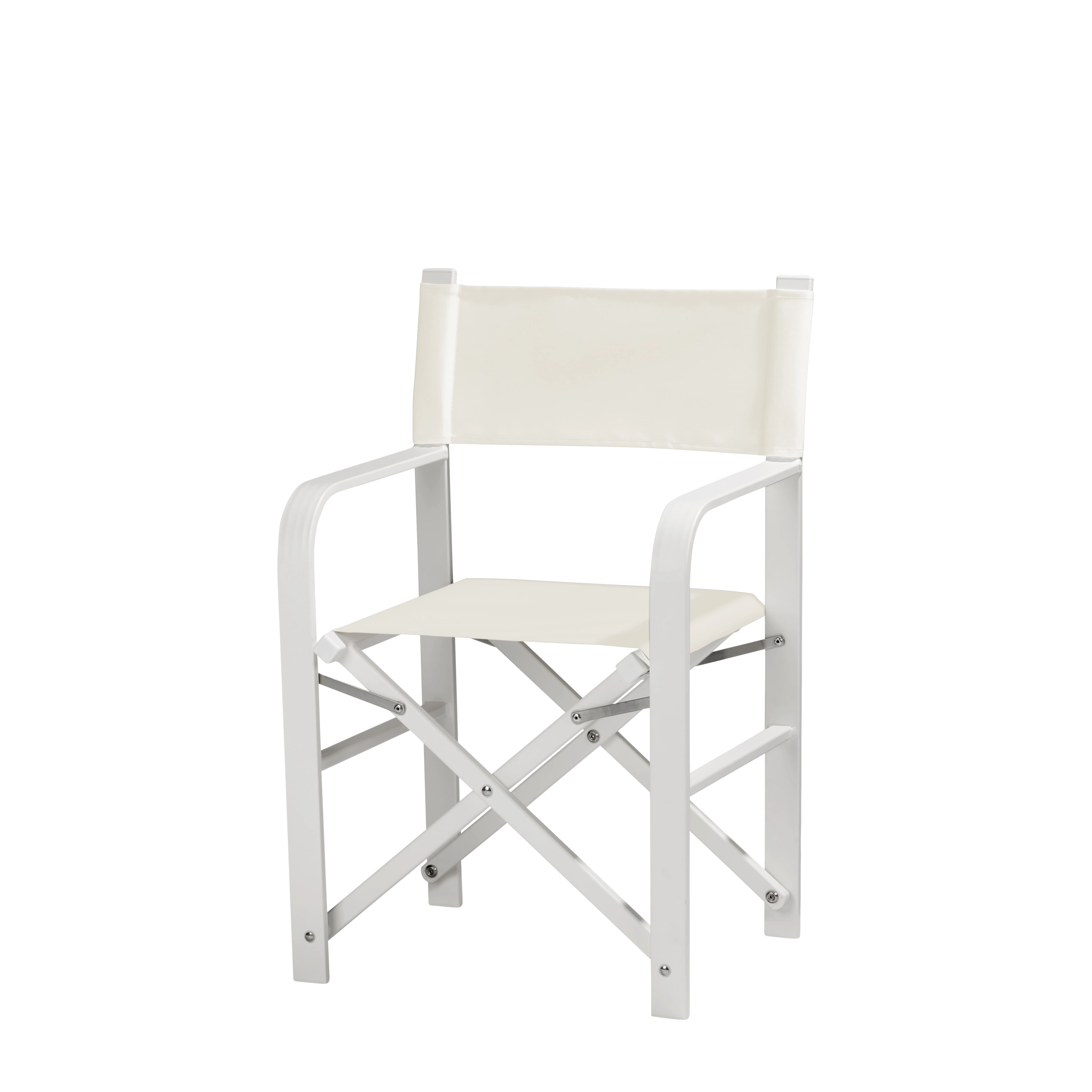 Regiestuhl Sofia aus weißem Aluminium mit weißem Bezug, Seitenansicht
#Alu | Set (Farbe)_weiß