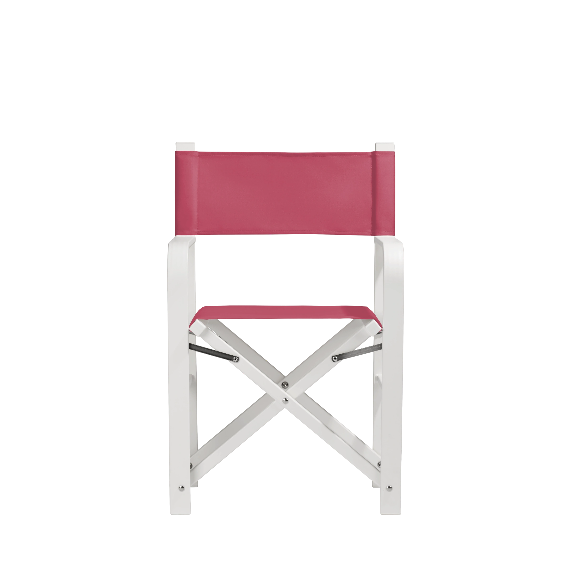 Regiestuhl Sofia aus weißem Aluminium mit Bezug in fuchsia, Frontalansicht
#Alu | Set (Farbe)_fuchsia