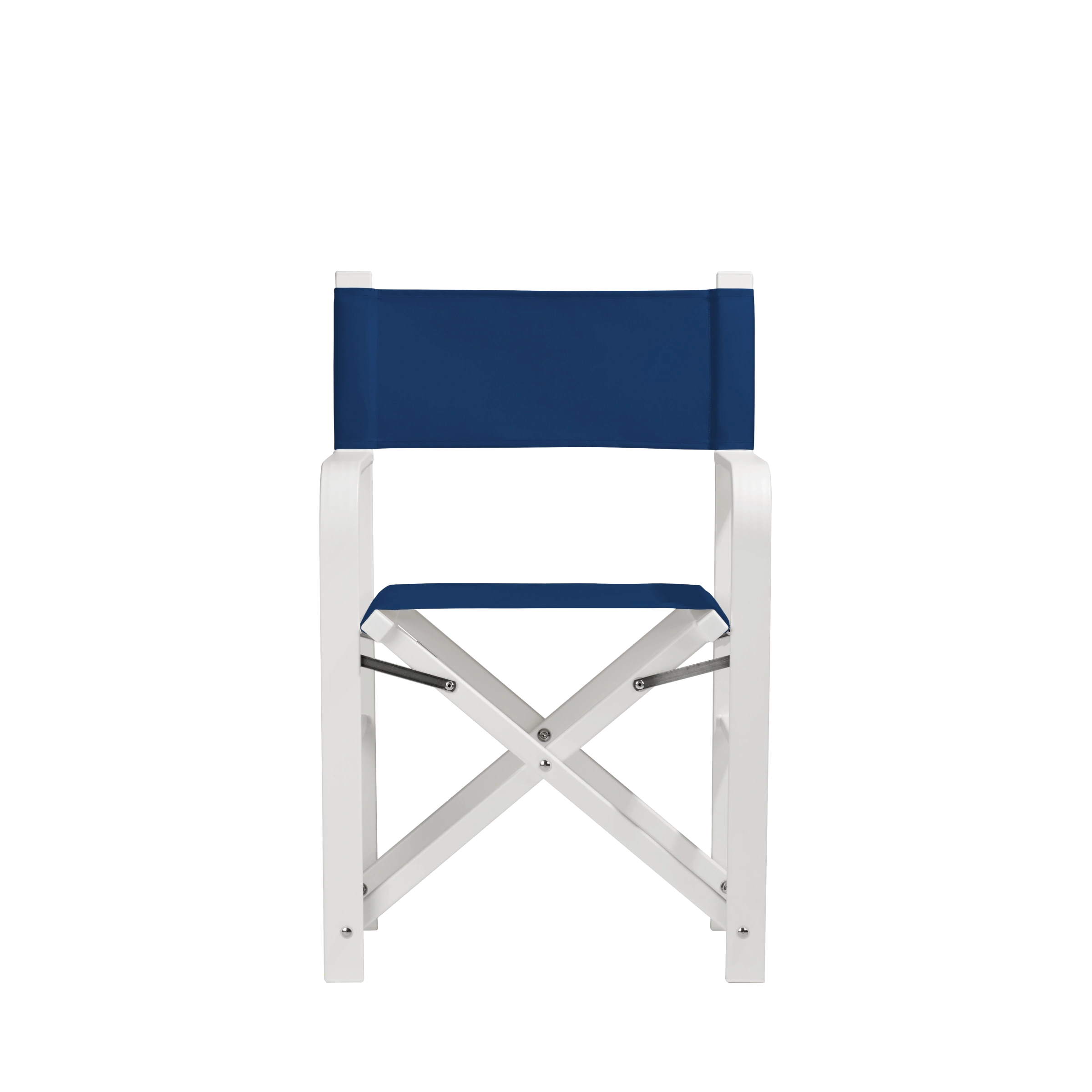 Regiestuhl Sofia aus weißem Aluminium mit Bezug in marine, Frontalansicht
#Alu | Set (Farbe)_marine