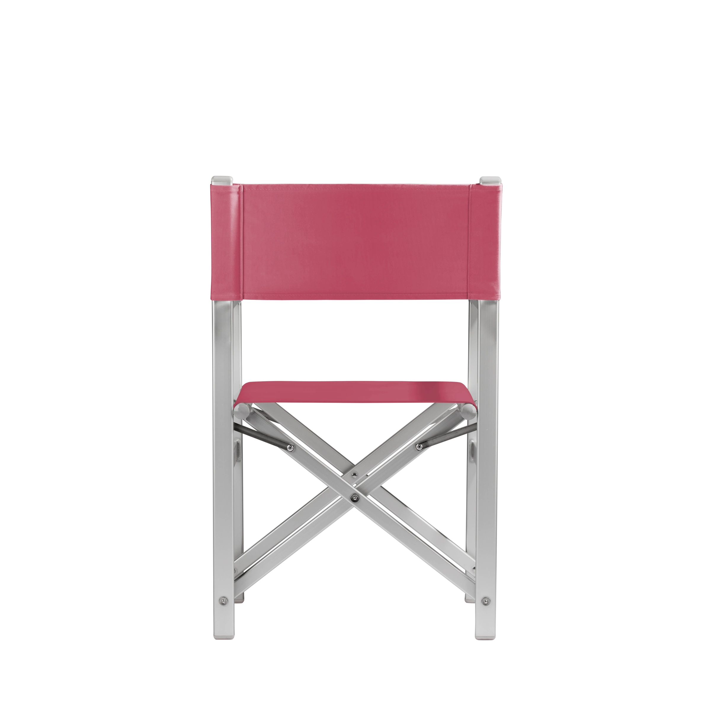 Regiestuhl Stanley aus silbernem Aluminium mit Bezug in fuchsia, Rückansicht
#Alu | Set (Farbe)_fuchsia