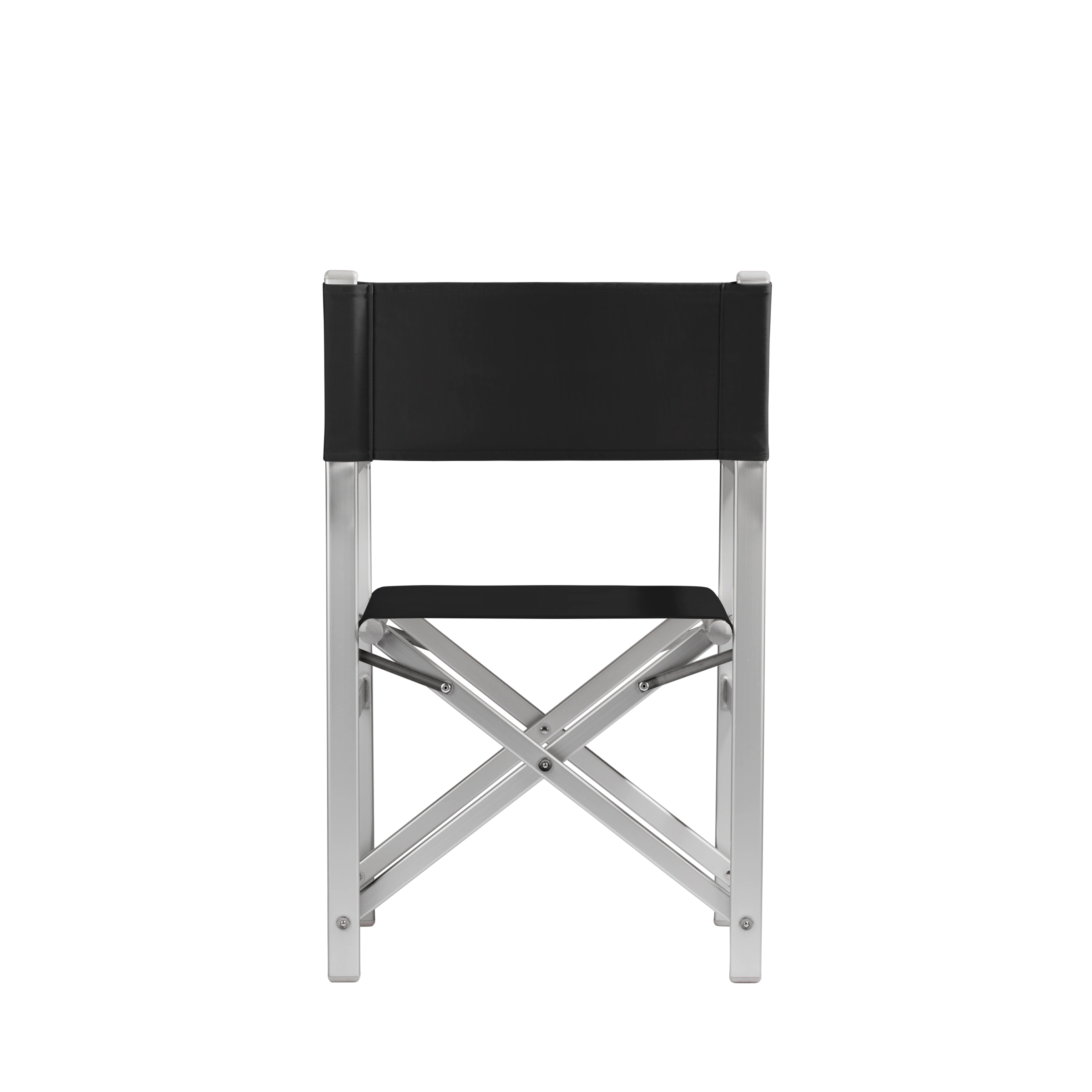 Regiestuhl Stanley aus silbernem Aluminium mit schwarzem Bezug, Rückansicht
#Alu | Set (Farbe)_schwarz