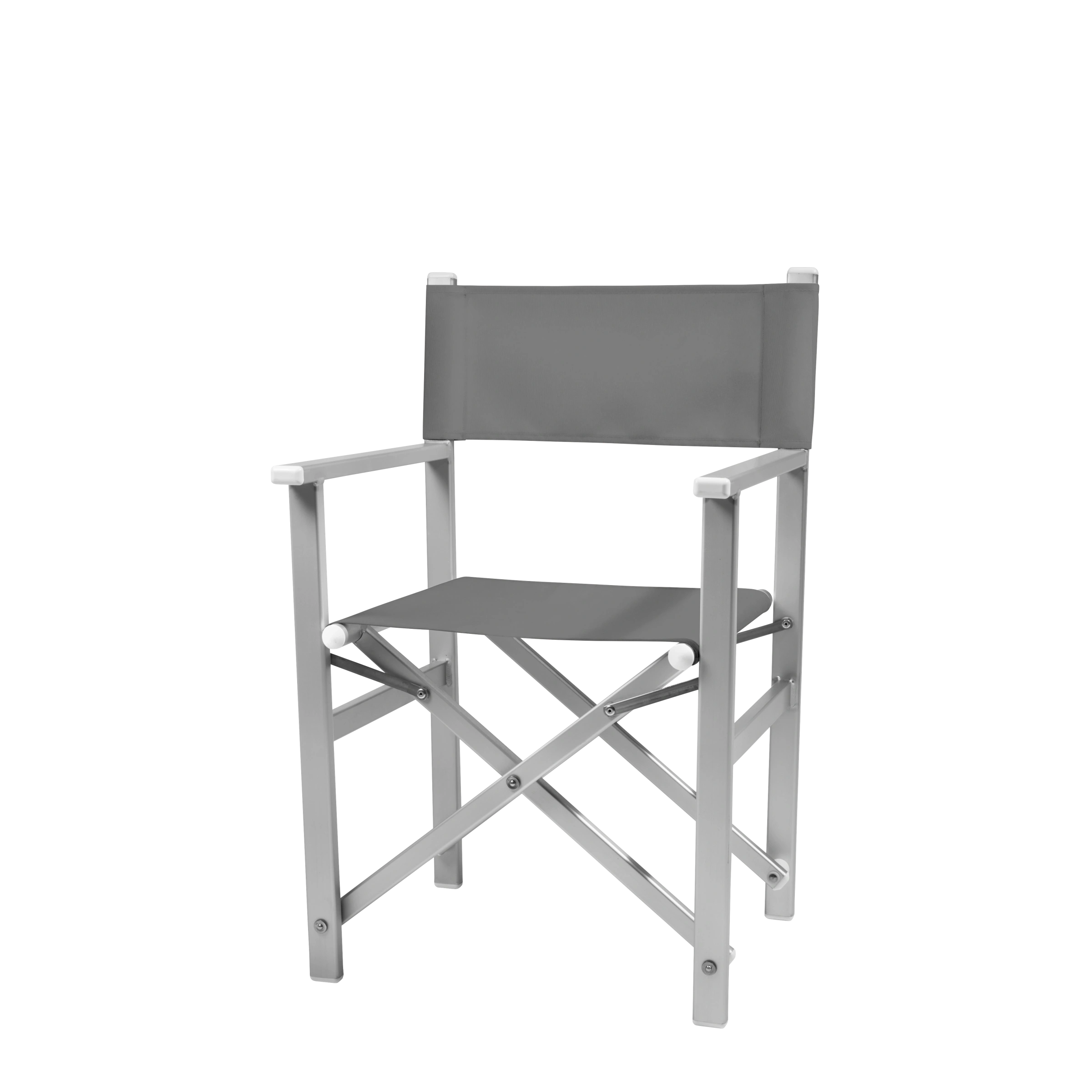 Regiestuhl Stanley aus silbernem Aluminium mit anthrazitem Bezug, Seitenansicht
#Alu | Set (Farbe)_anthrazit