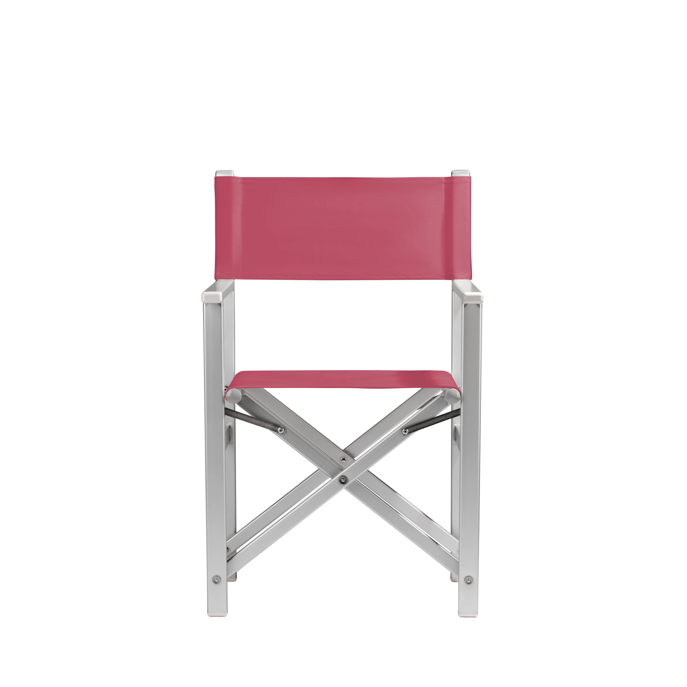 Regiestuhl Stanley aus silbernem Aluminium mit Bezug in fuchsia, Frontalansicht
#Alu | Set (Farbe)_fuchsia